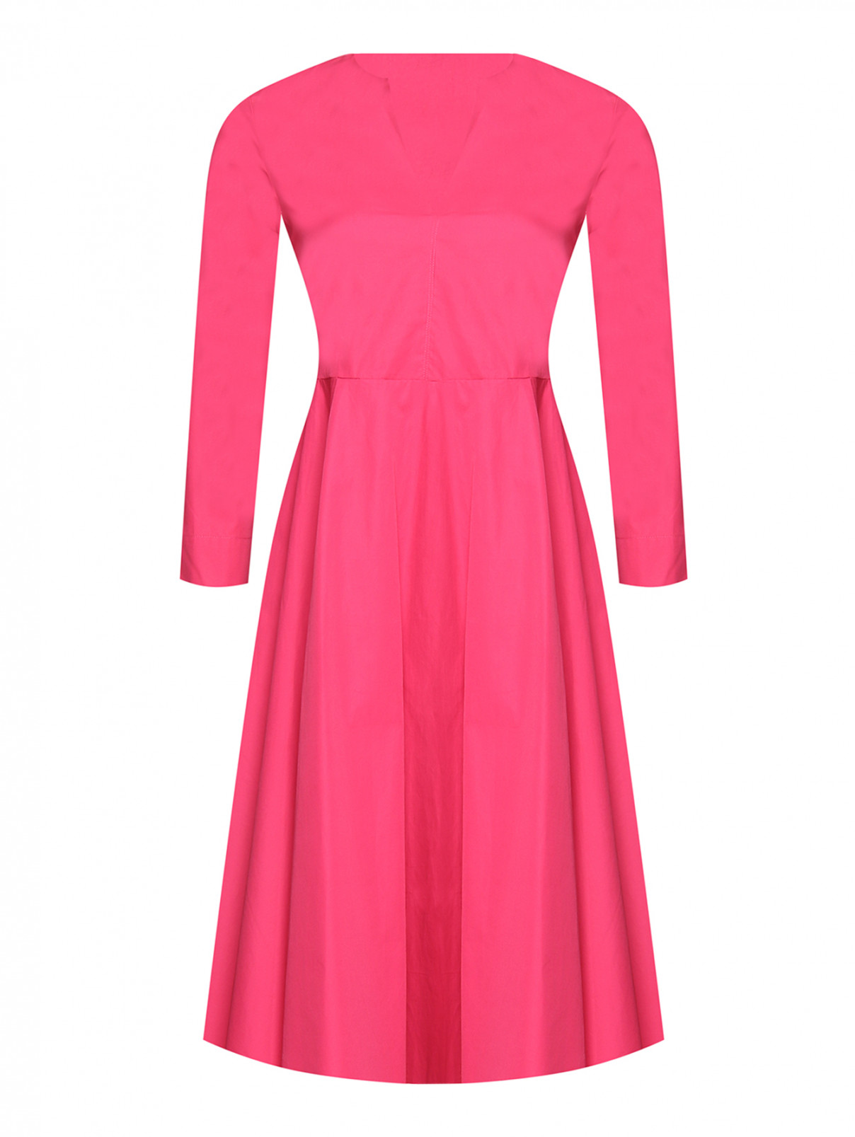 Платье-миди из хлопка с поясом Max&Co  –  Общий вид  – Цвет:  Красный