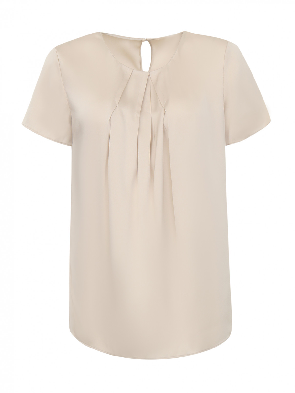 Блуза из шелка с короткими рукавами Boss  –  Общий вид  – Цвет:  Бежевый