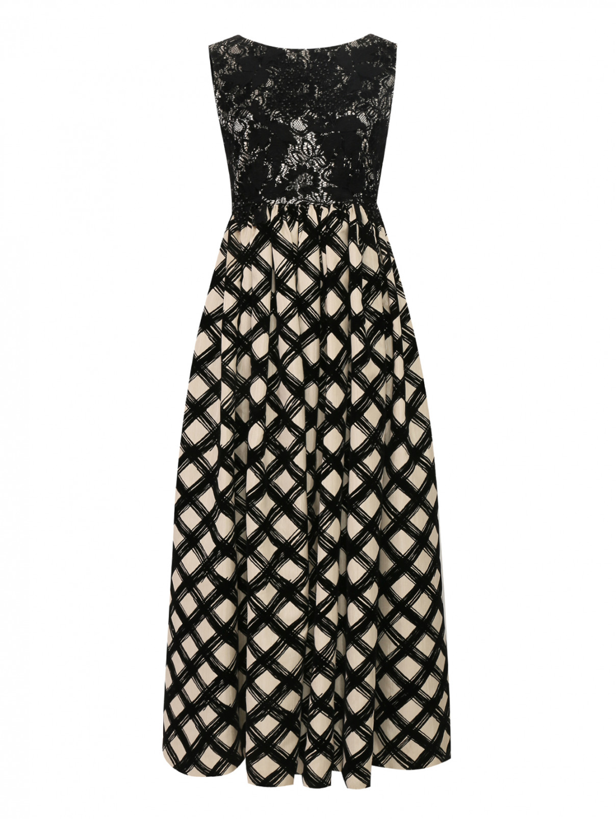 Платье-макси декорированное кружевом и бусинами Antonio Marras  –  Общий вид  – Цвет:  Черный