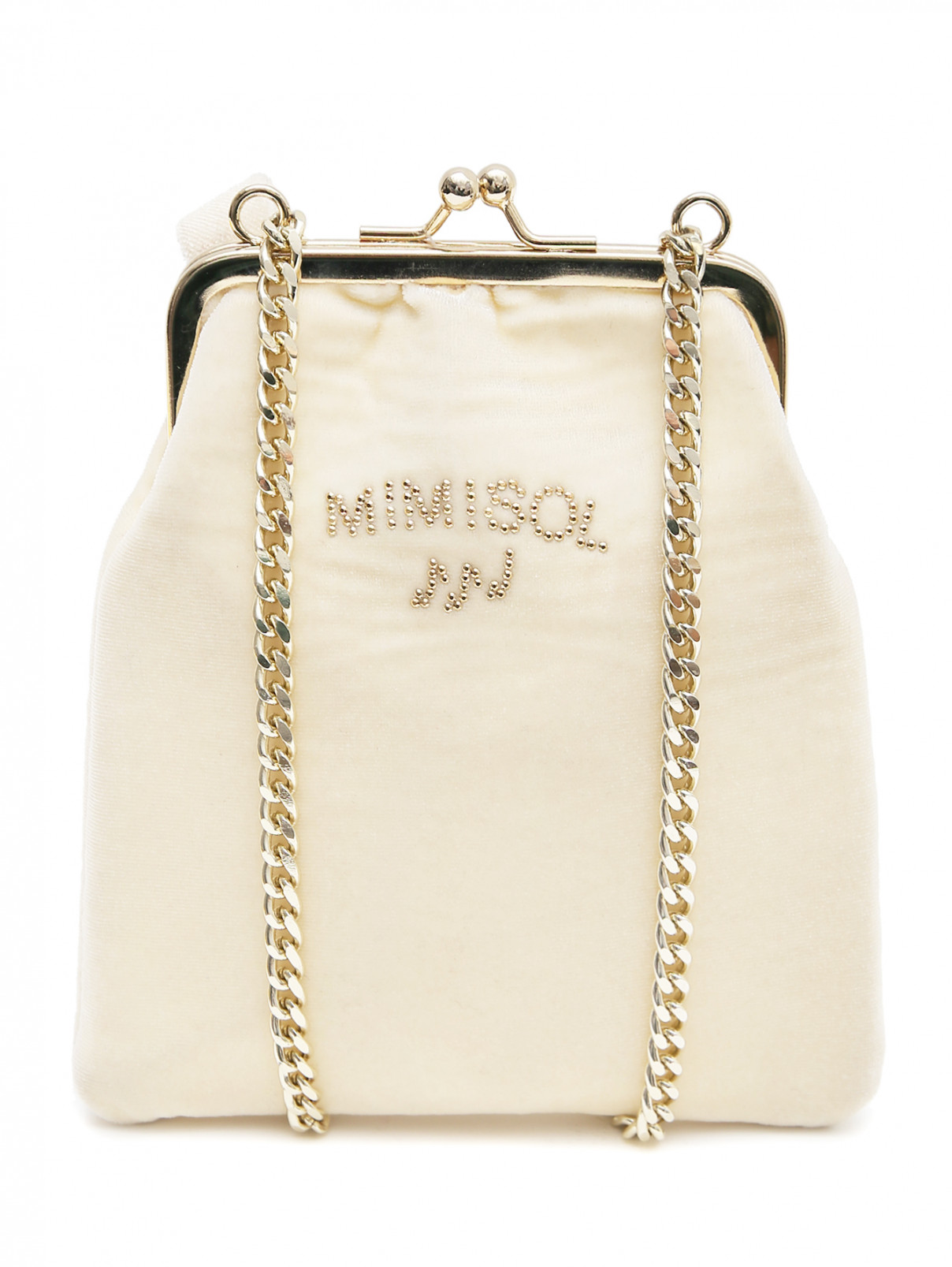 Сумка бархатная на цепочке MiMiSol  –  Общий вид  – Цвет:  Белый