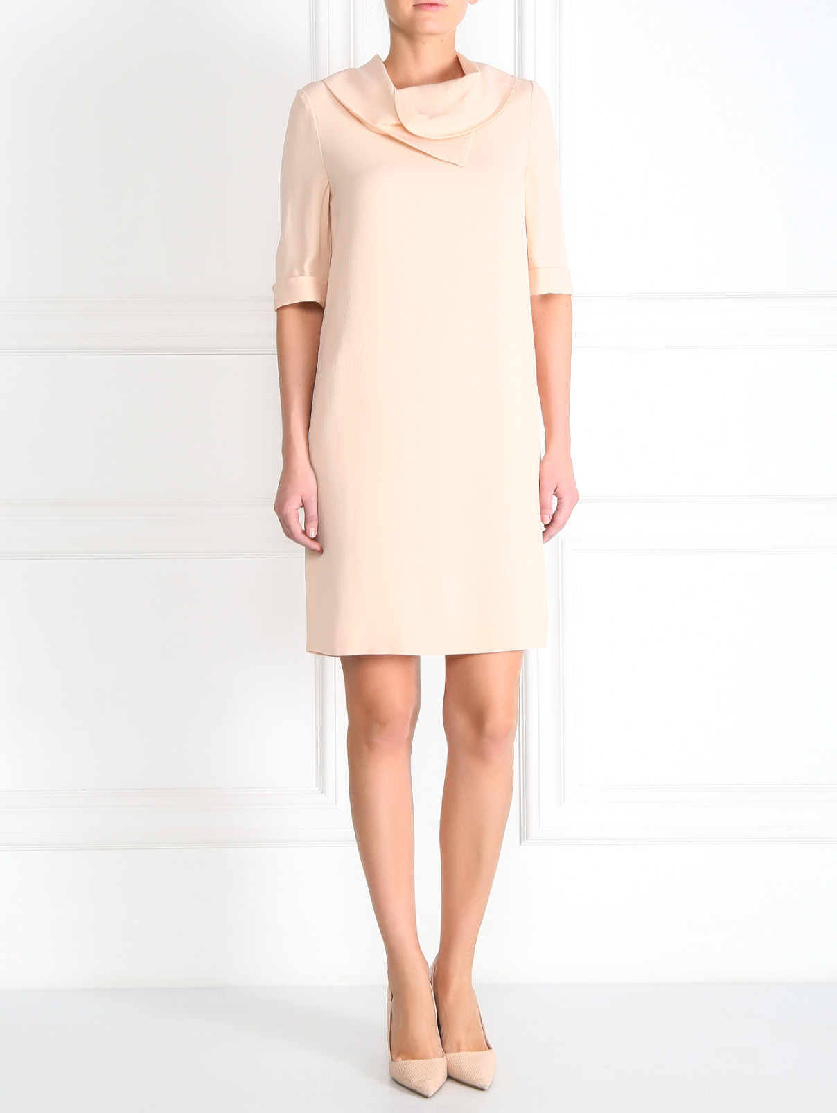 Платье прямого кроя с воротником Emporio Armani  –  Модель Общий вид  – Цвет:  Розовый