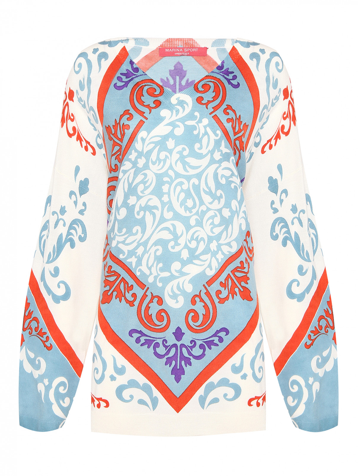 Джемпер из шерсти с узором Marina Rinaldi  –  Общий вид  – Цвет:  Бежевый