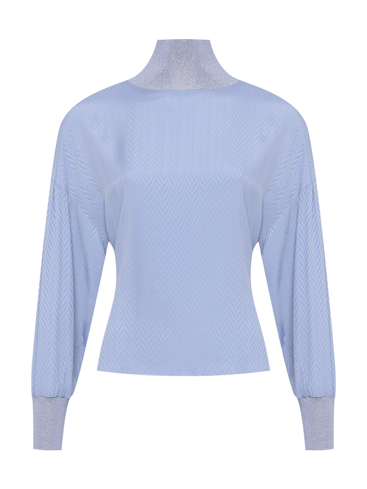 Блуза из смешанной шерсти и шелка с узором Lorena Antoniazzi  –  Общий вид  – Цвет:  Синий