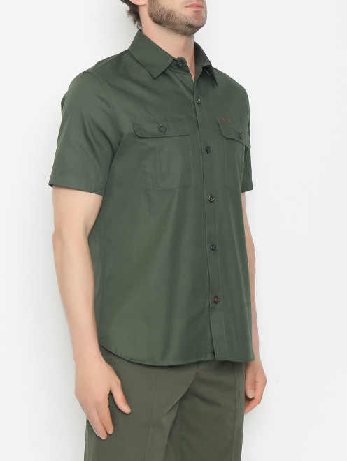 Рубашка из хлопка с накладными карманами - МодельВерхНиз
