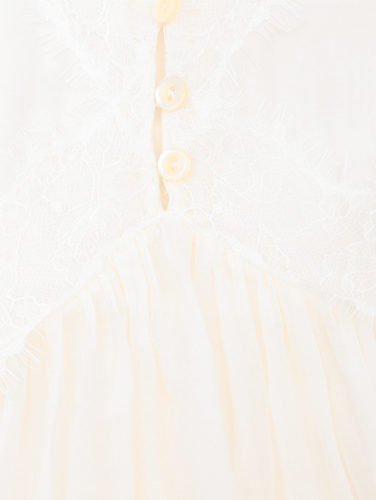 Платье из хлопка и шелка с кружевной отделкой Ermanno Firenze  –  Деталь  – Цвет:  Белый