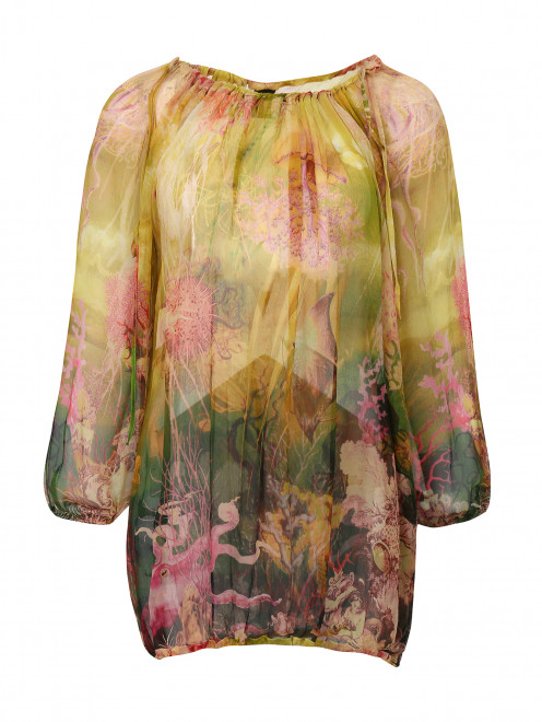 Блуза из шелка с цветочным узором  Jean Paul Gaultier - Общий вид