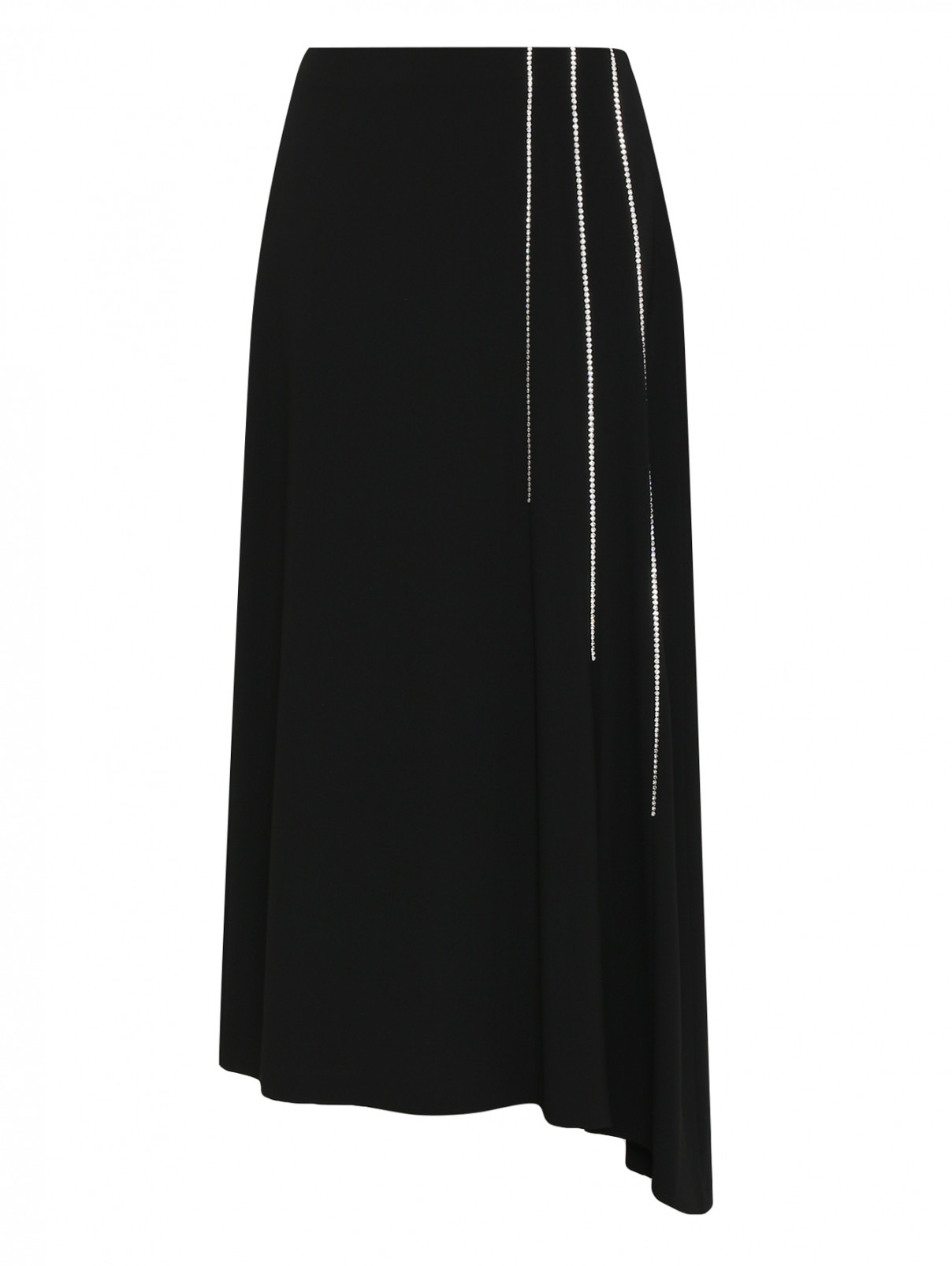 Юбка-макси декорированная стразами Marina Rinaldi  –  Общий вид  – Цвет:  Черный