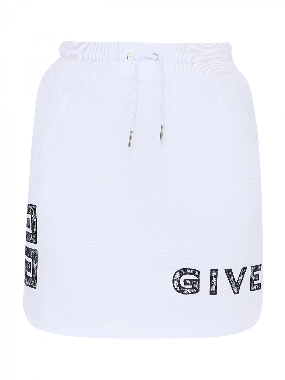 Трикотажная юбка с кружевной аппликацией Givenchy  –  Общий вид  – Цвет:  Белый