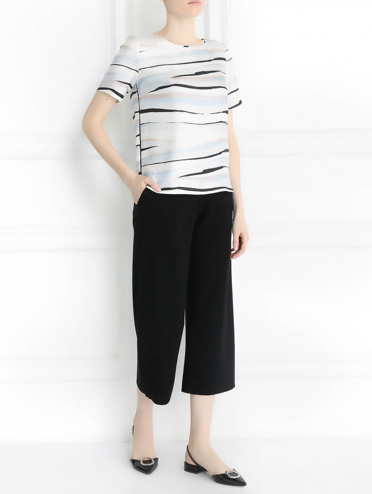 Трикотажные брюки из шерсти на резинке Allude  –  Модель Общий вид  – Цвет:  Черный