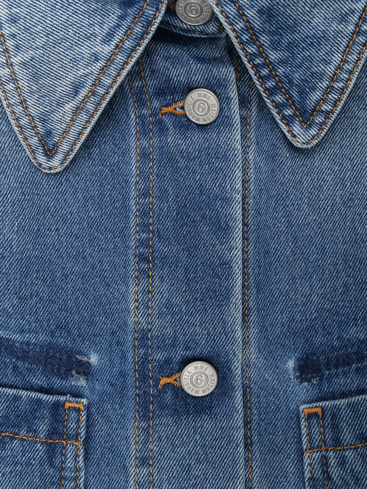 Комбинированная куртка из денима MM6  –  Деталь  – Цвет:  Синий