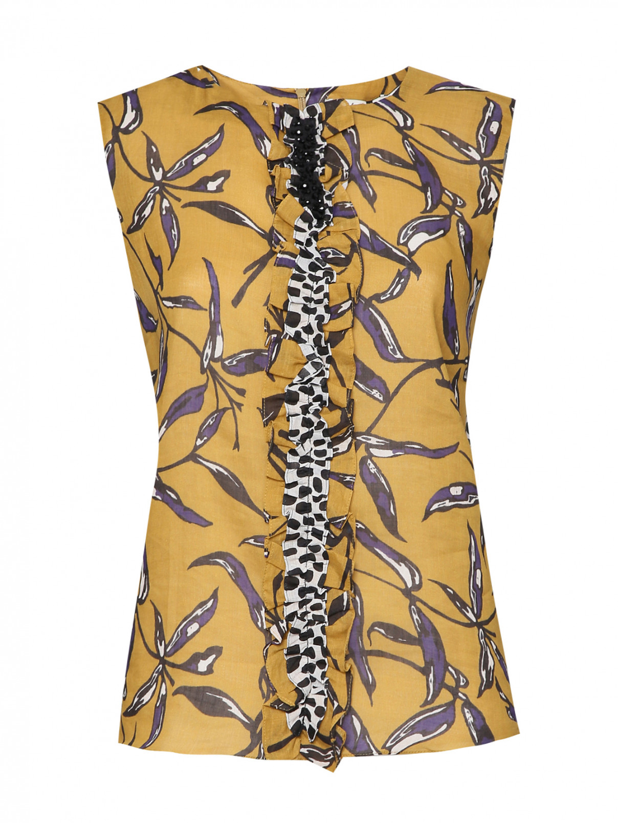 Блуза из рами с узором Max Mara  –  Общий вид  – Цвет:  Коричневый