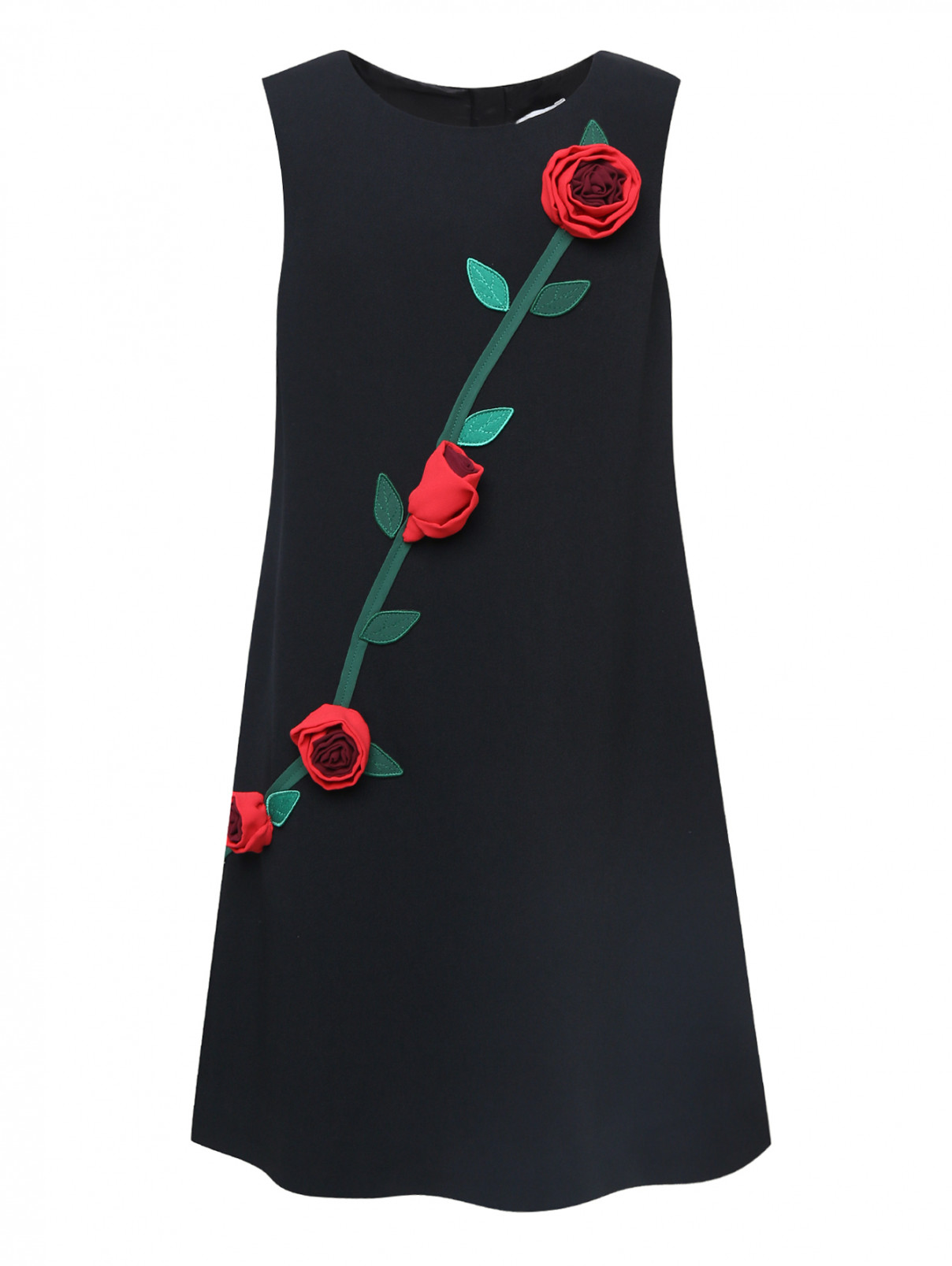 Платье без рукавов с аппликацией Dolce & Gabbana  –  Общий вид  – Цвет:  Черный