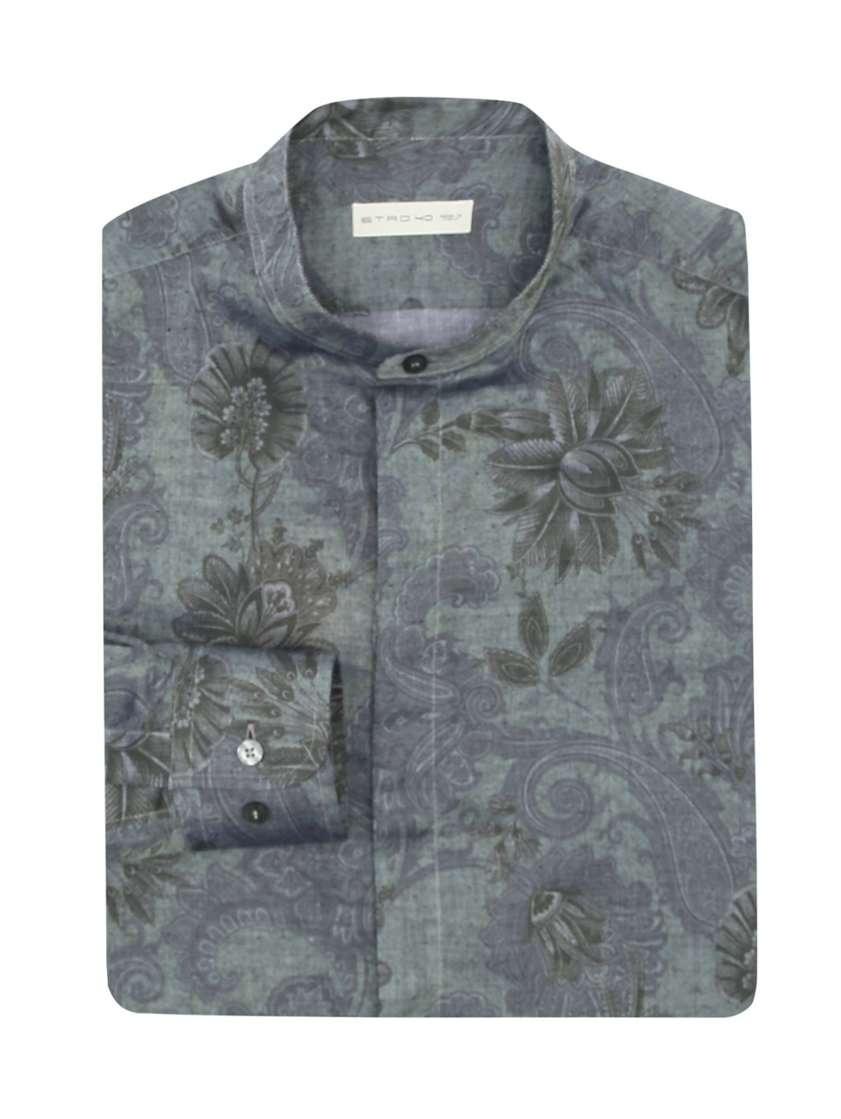 Рубашка из хлопка с узором Etro  –  Общий вид  – Цвет:  Серый