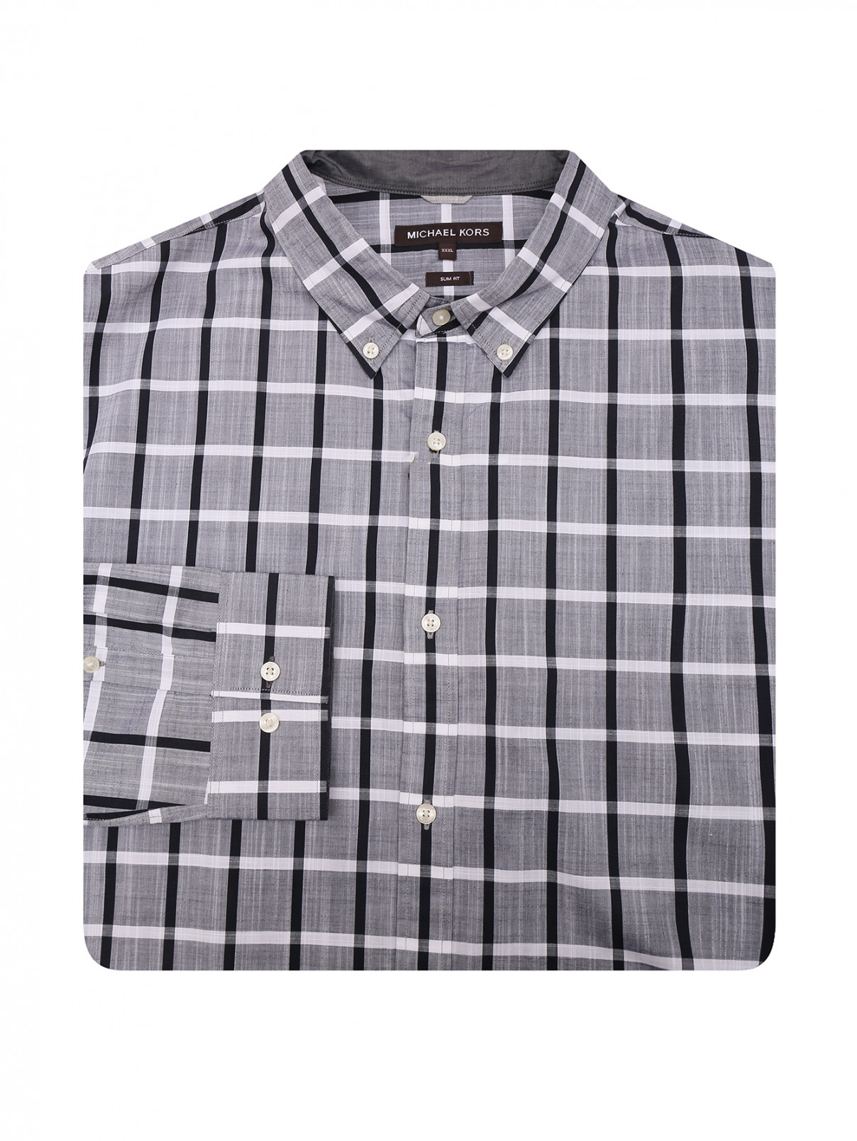 Рубашка из хлопка с узором клетка Michael by MK  –  Общий вид  – Цвет:  Серый