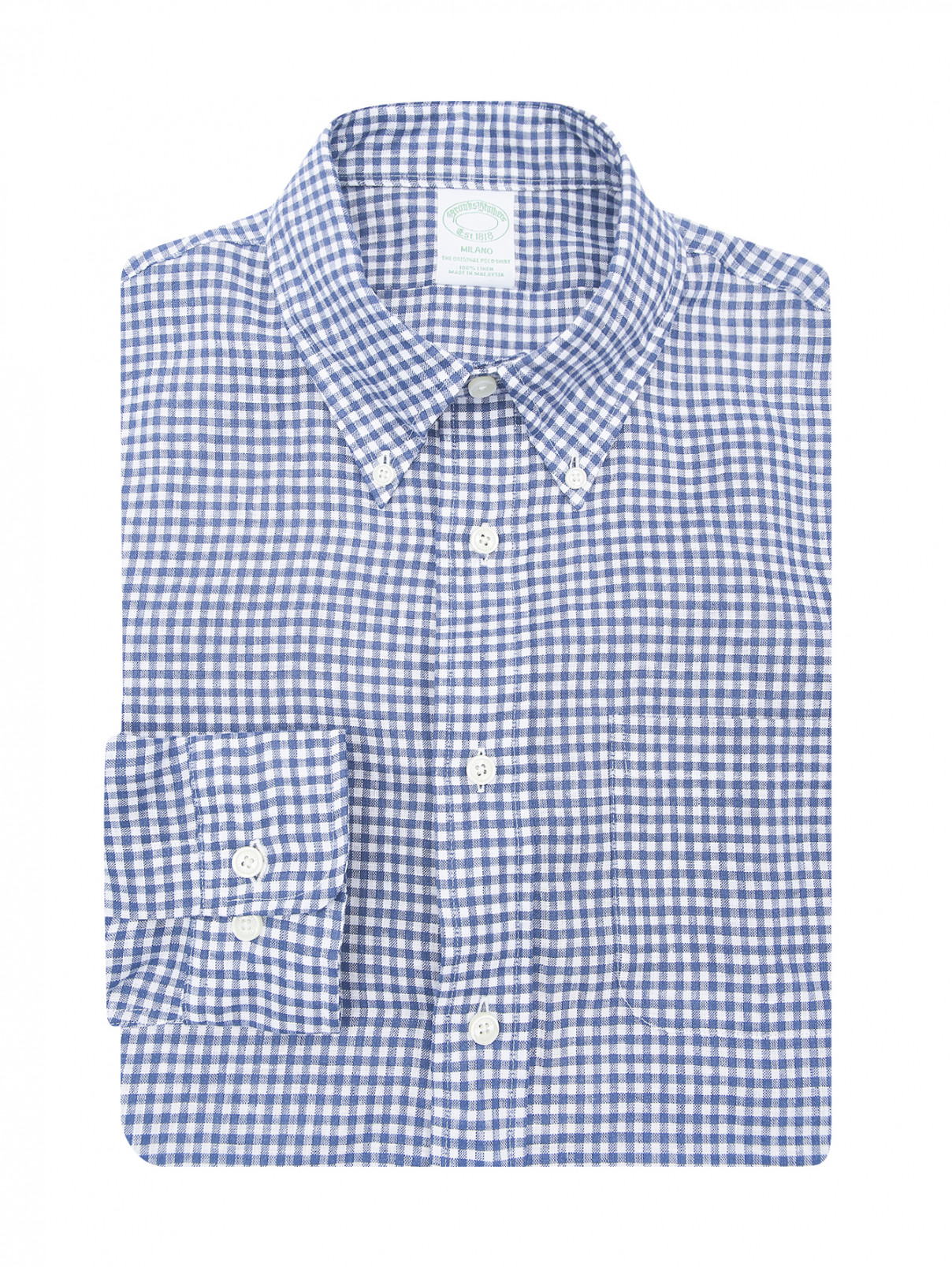Рубашка из льна с узором Brooks Brothers  –  Общий вид  – Цвет:  Узор