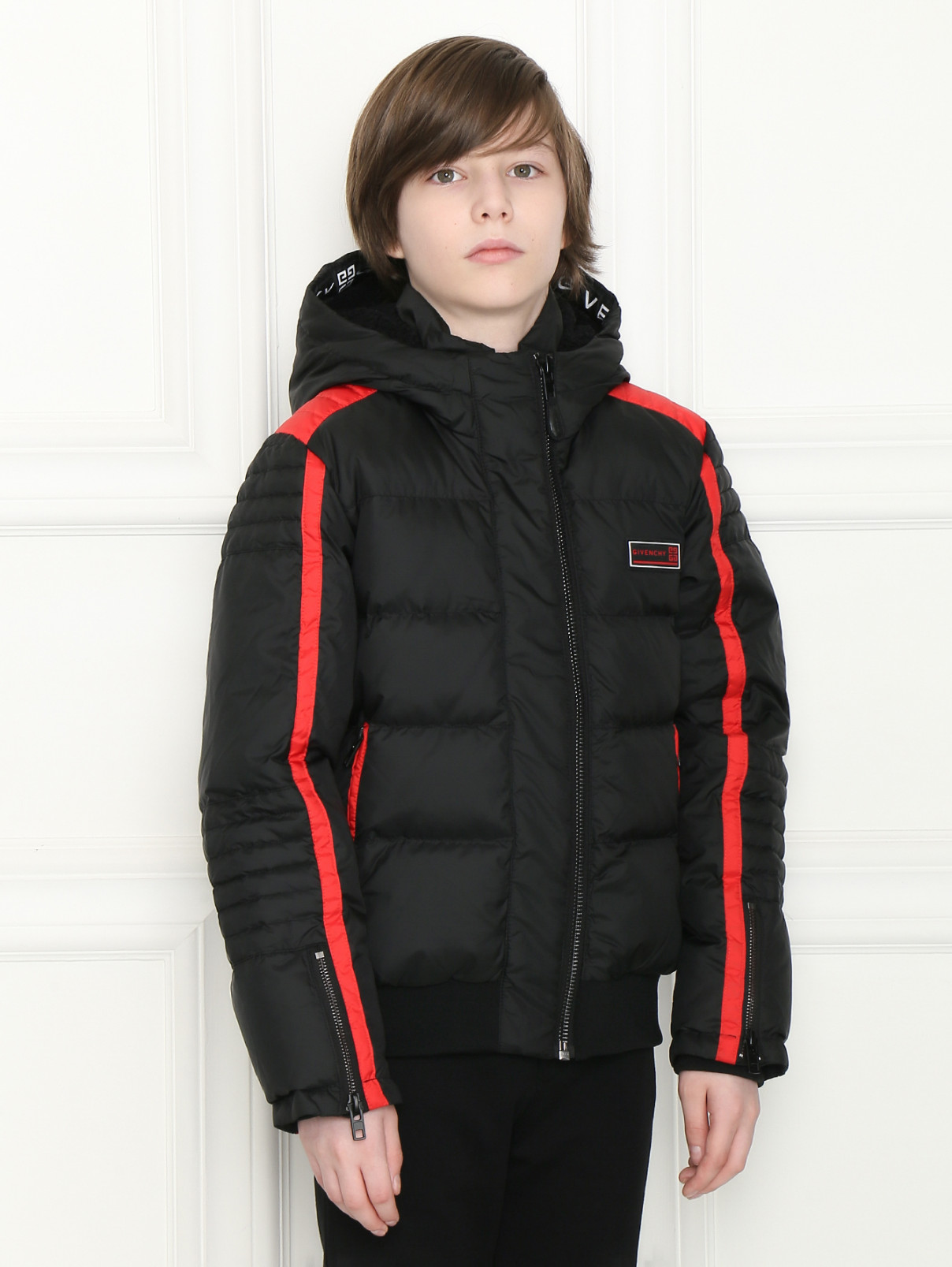 Куртка на молнии с контрастной отделкой Givenchy  –  МодельВерхНиз  – Цвет:  Черный