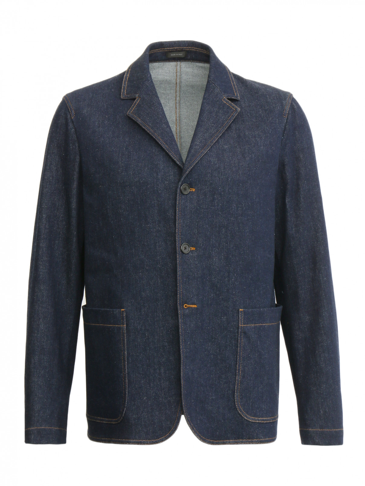 Пиджак из денима  с контрастным швом Jil Sander  –  Общий вид  – Цвет:  Синий