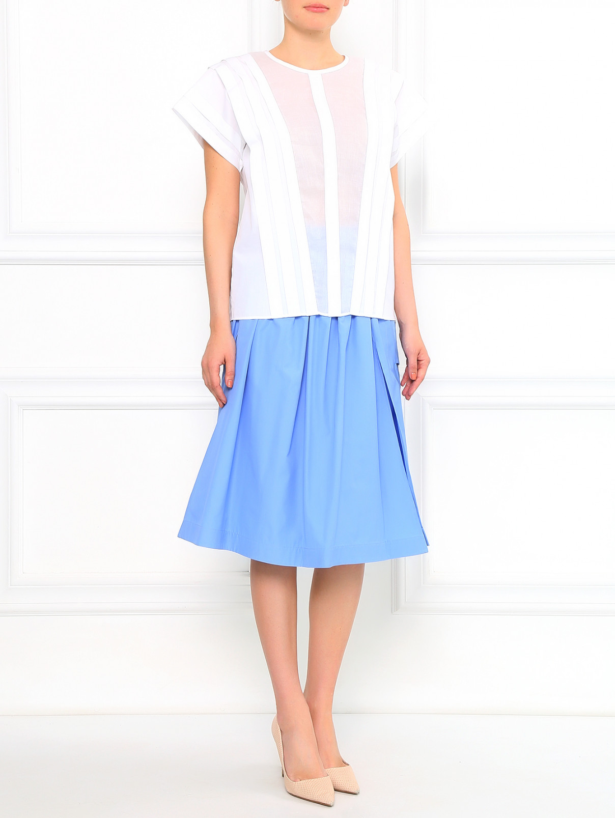 Блуза из хлопка свободного кроя Jil Sander  –  Модель Общий вид  – Цвет:  Белый