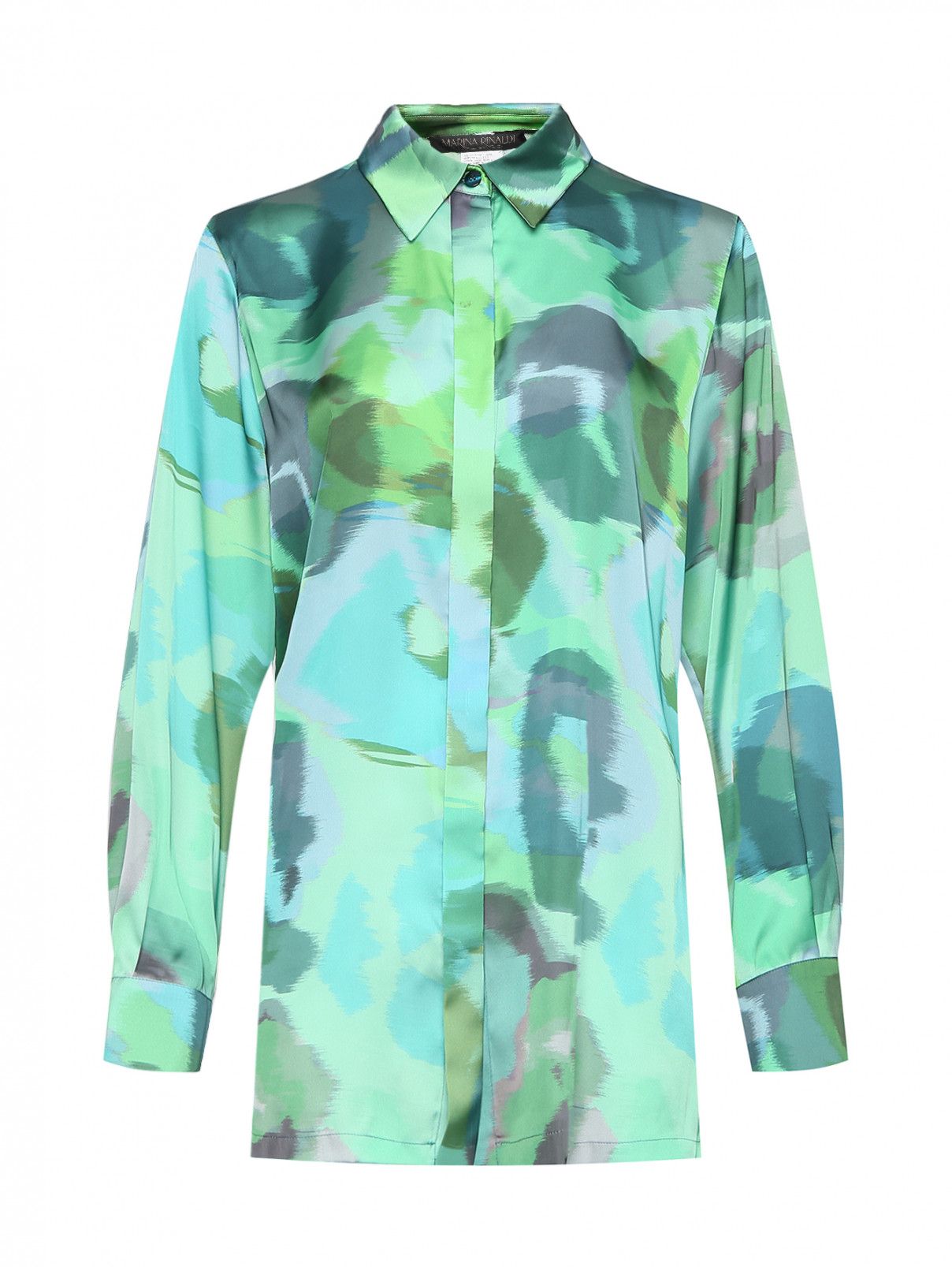 Блуза с узором Marina Rinaldi  –  Общий вид  – Цвет:  Зеленый