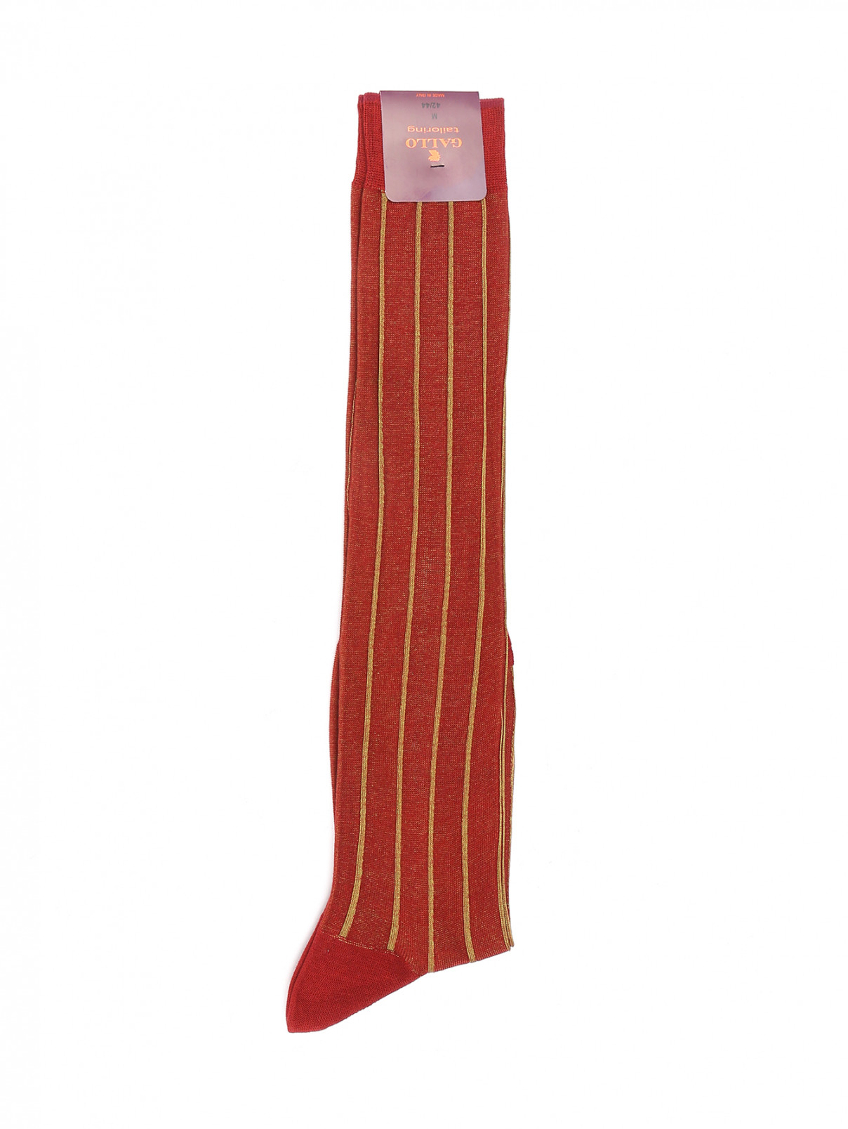 Носки из хлопка с узором полоска Gallo  –  Общий вид  – Цвет:  Красный