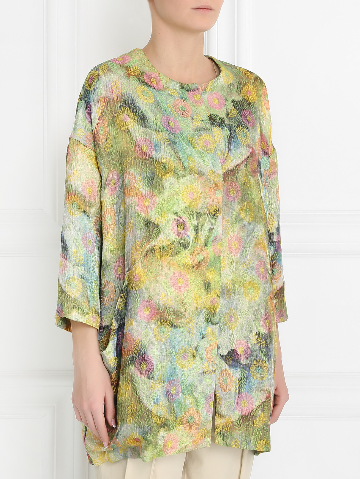 Пальто с цветочным узором и боковыми карманами Femme by Michele R.  –  Модель Верх-Низ  – Цвет:  Узор