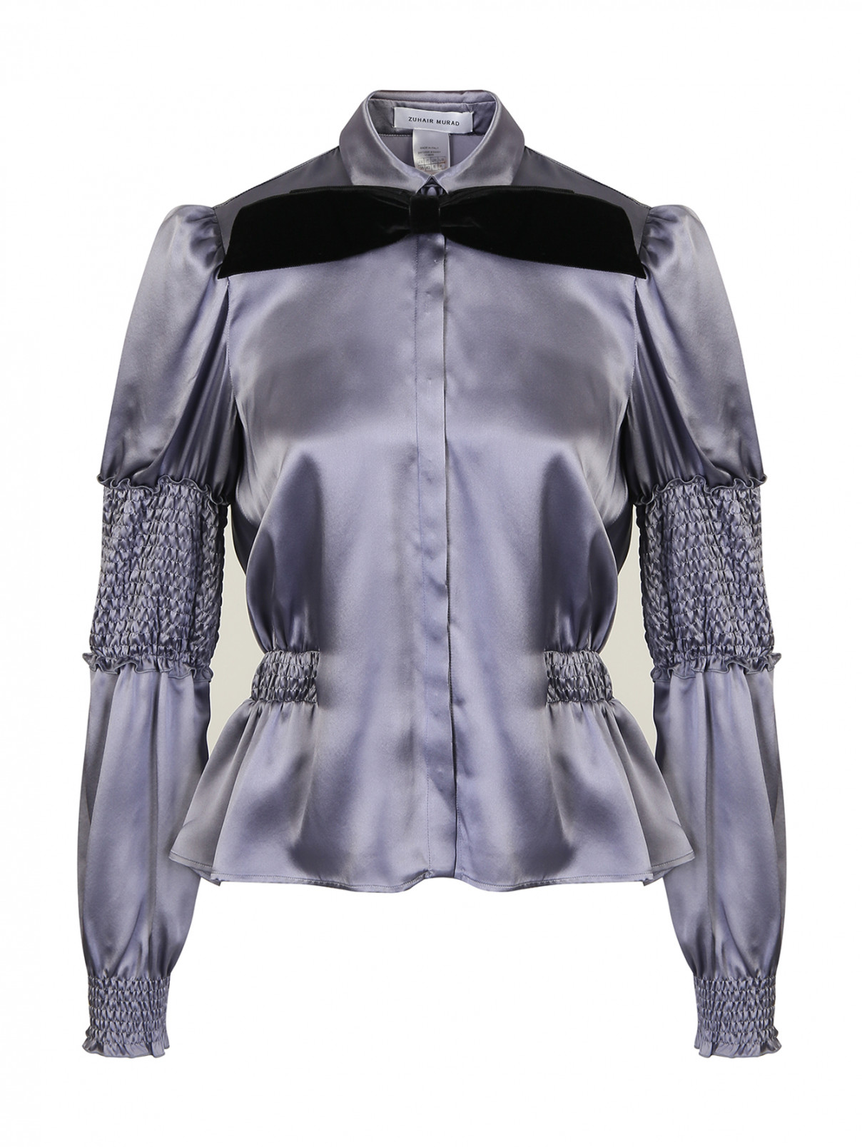 Блуза шелковая со сборкой Zuhair Murad  –  Общий вид  – Цвет:  Фиолетовый