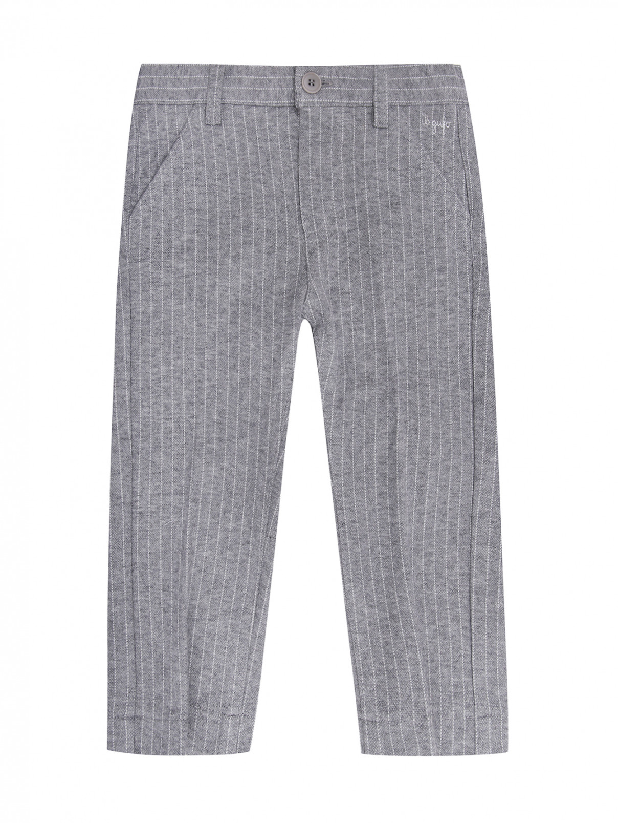 Хлопковые брюки с узором Il Gufo  –  Общий вид  – Цвет:  Серый