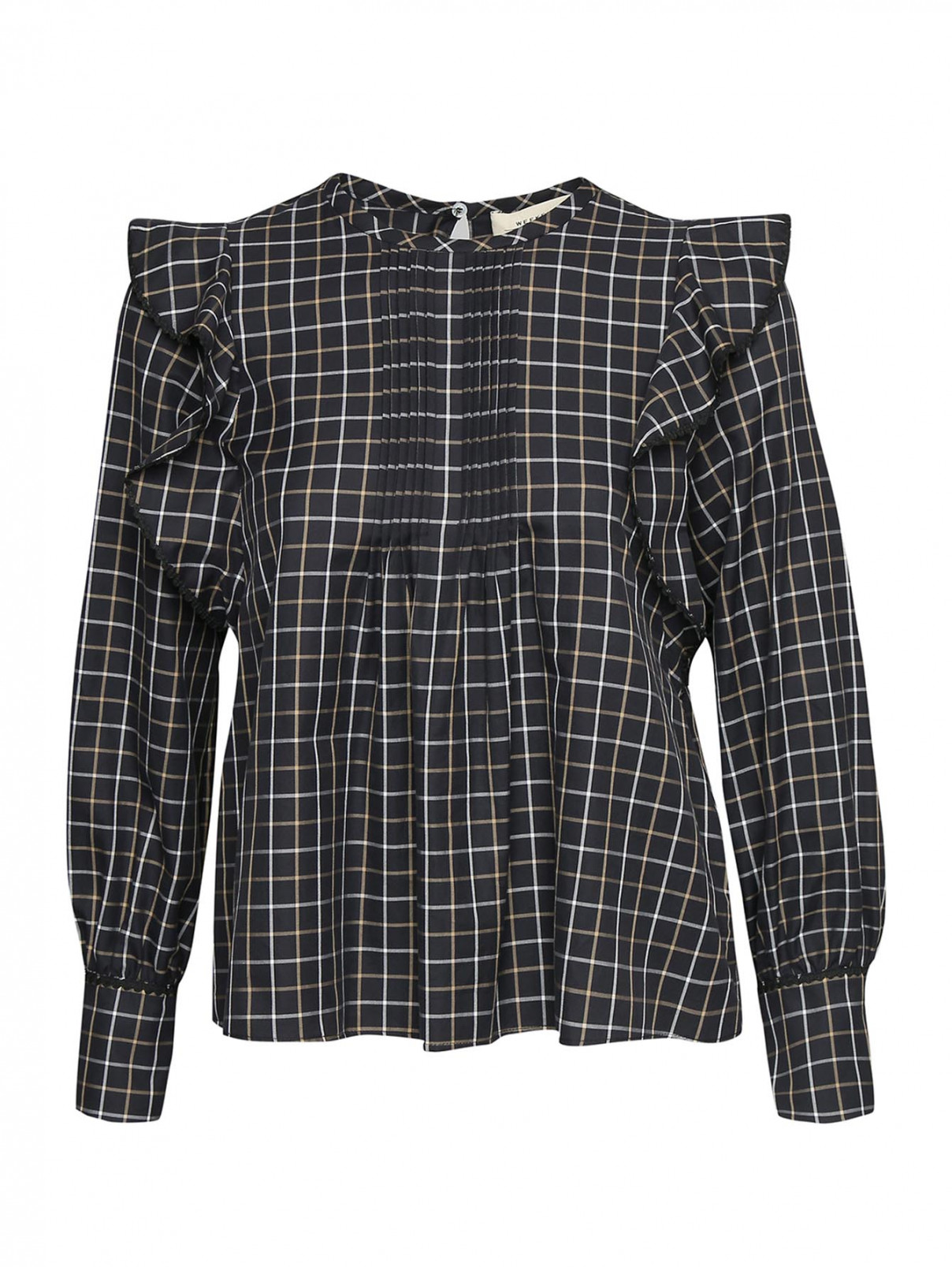 Блуза хлопковая в клетку Weekend Max Mara  –  Общий вид  – Цвет:  Серый