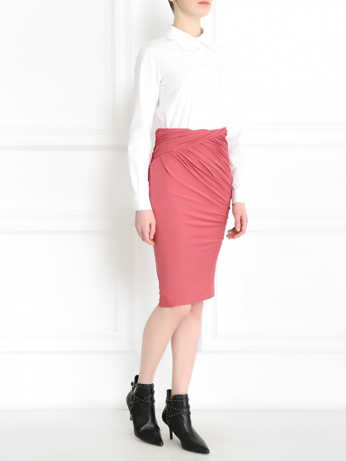Юбка с драпировкой Donna Karan  –  Модель Общий вид  – Цвет:  Розовый