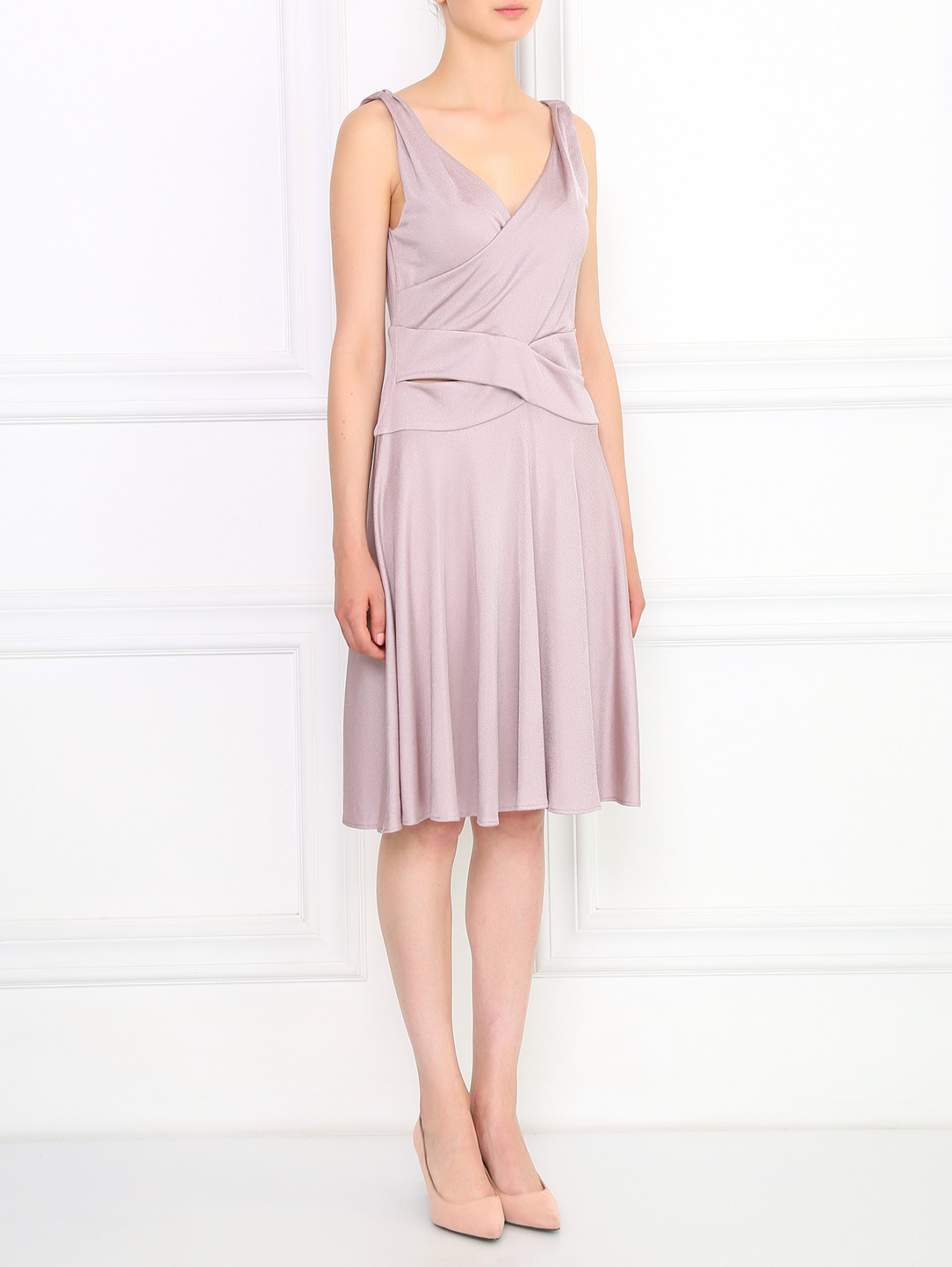 Платье-футляр ассиметричного кроя Emporio Armani  –  Модель Общий вид  – Цвет:  Розовый