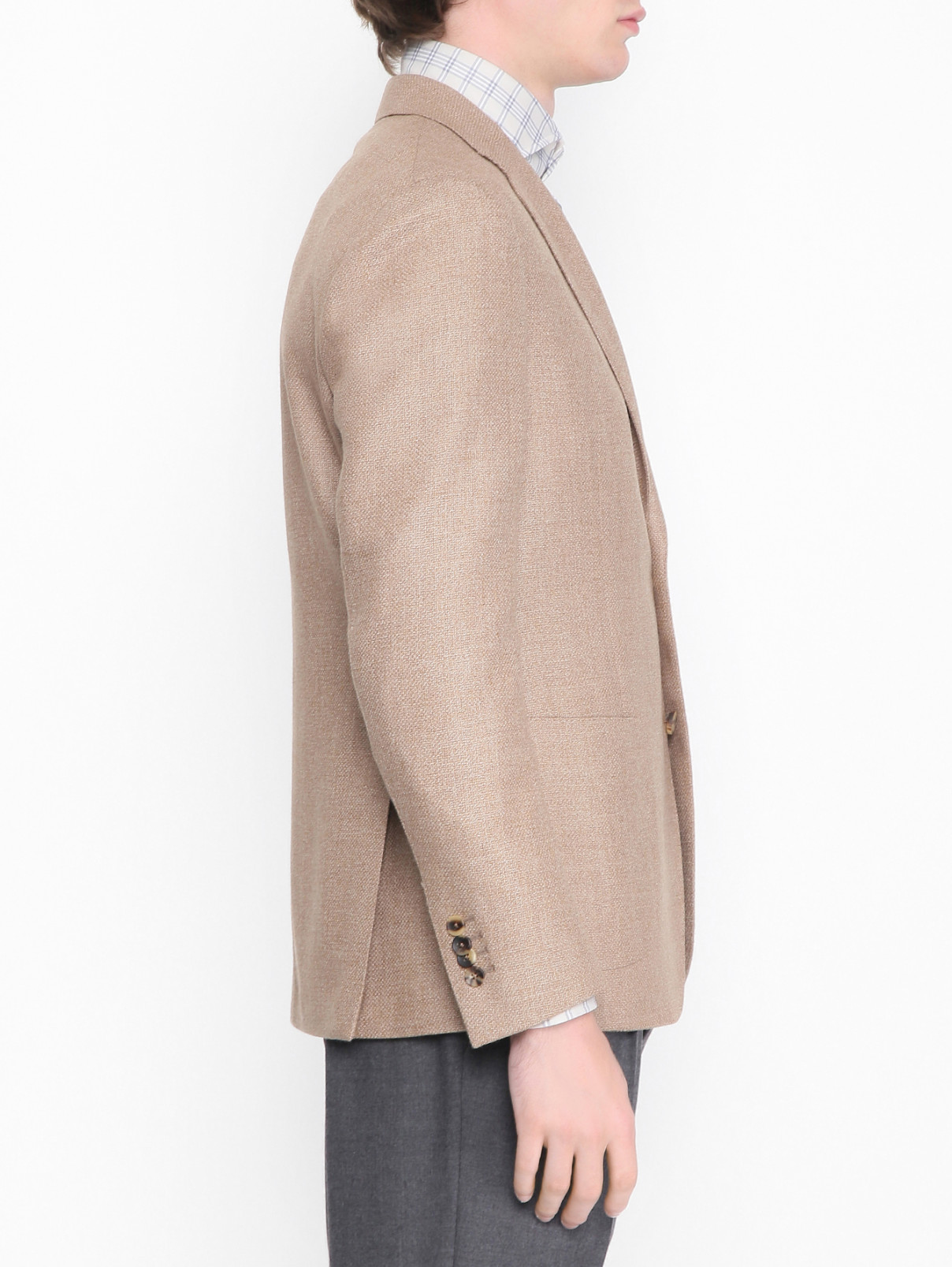 Пиджак из шерсти с узором LARDINI  –  МодельВерхНиз2  – Цвет:  Бежевый
