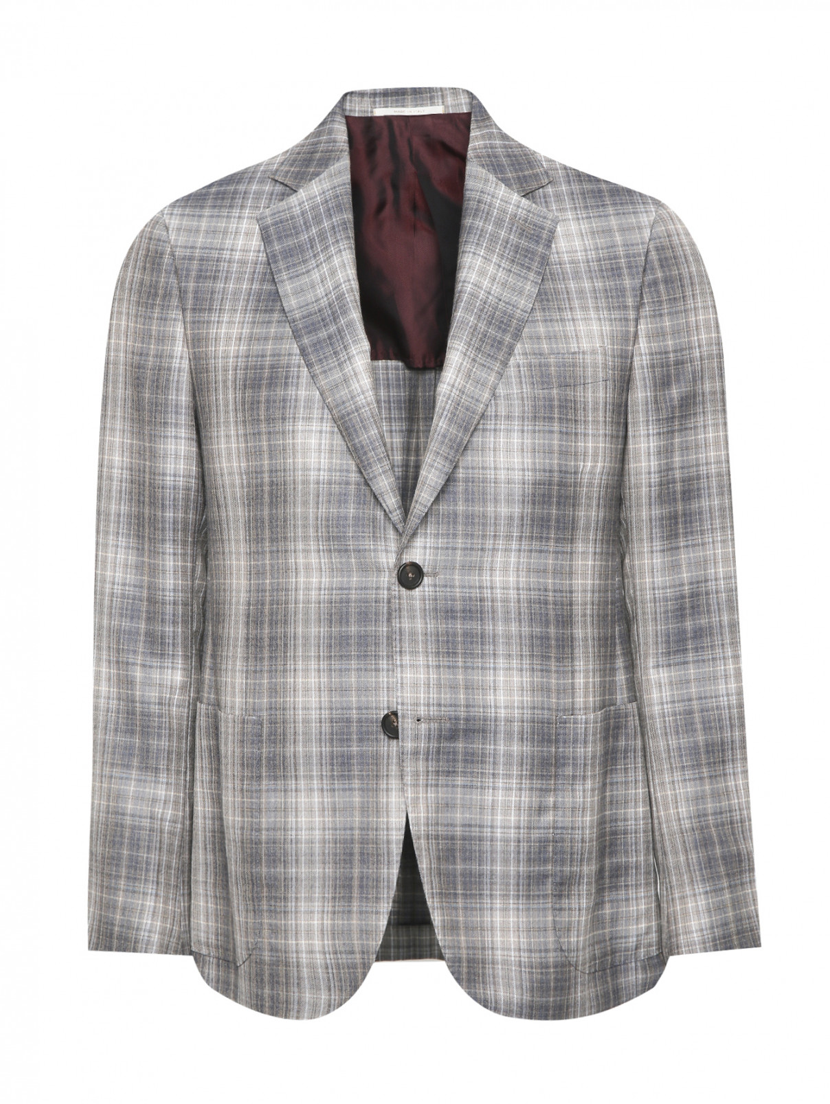 Пиджак однобортный из шерсти с узором "клетка" Pal Zileri  –  Общий вид  – Цвет:  Серый