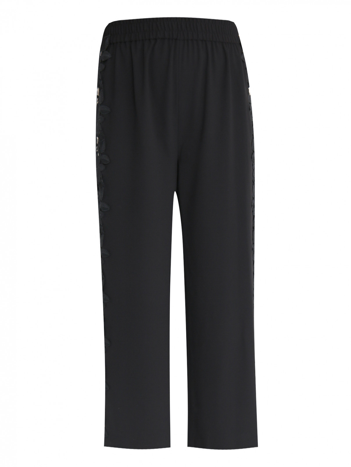 Укороченные брюки свободного кроя с кружевной отделкой Alice+Olivia  –  Общий вид  – Цвет:  Черный