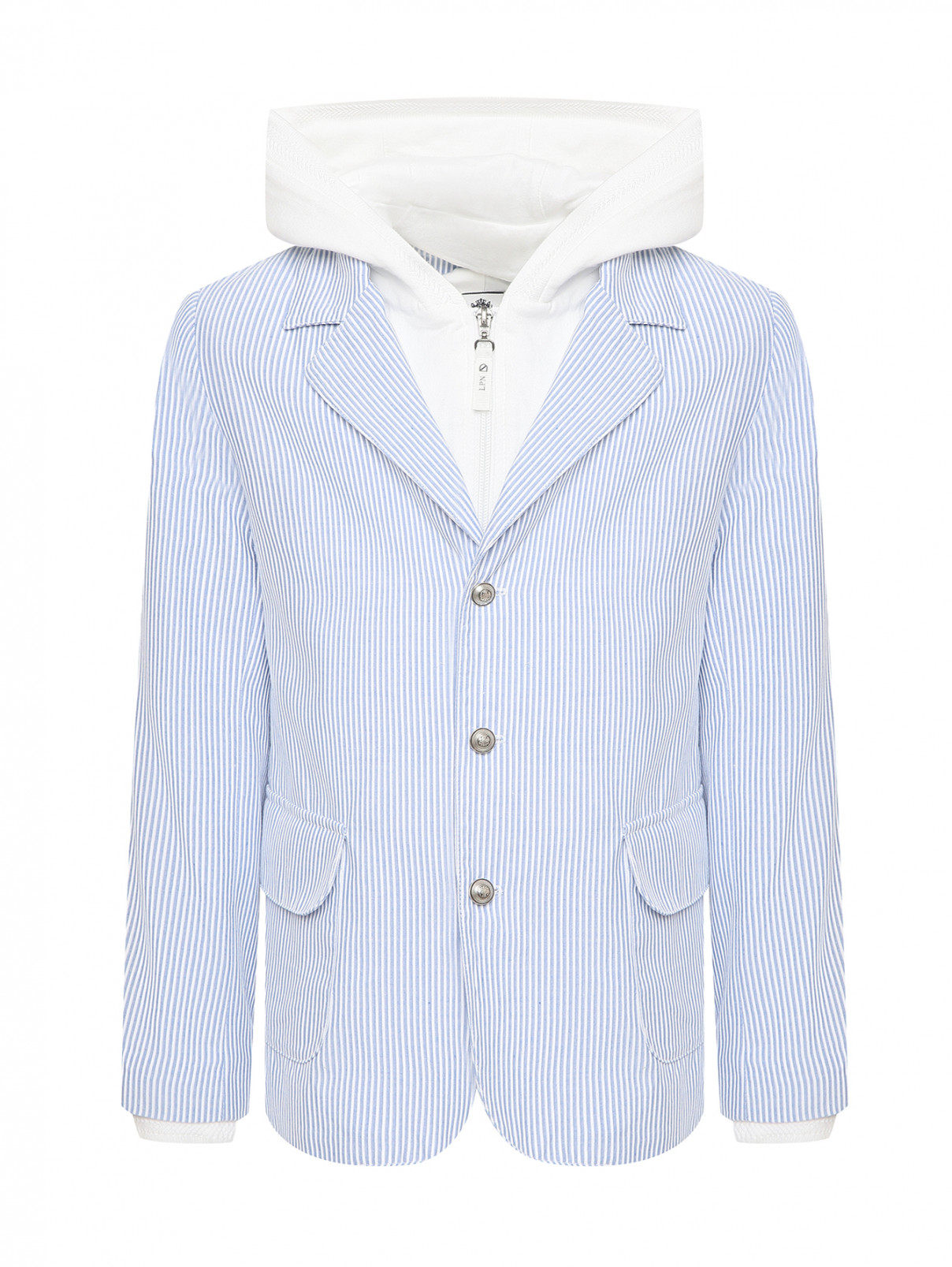 Пиджак в полоску с капюшоном Lapin House  –  Общий вид  – Цвет:  Узор