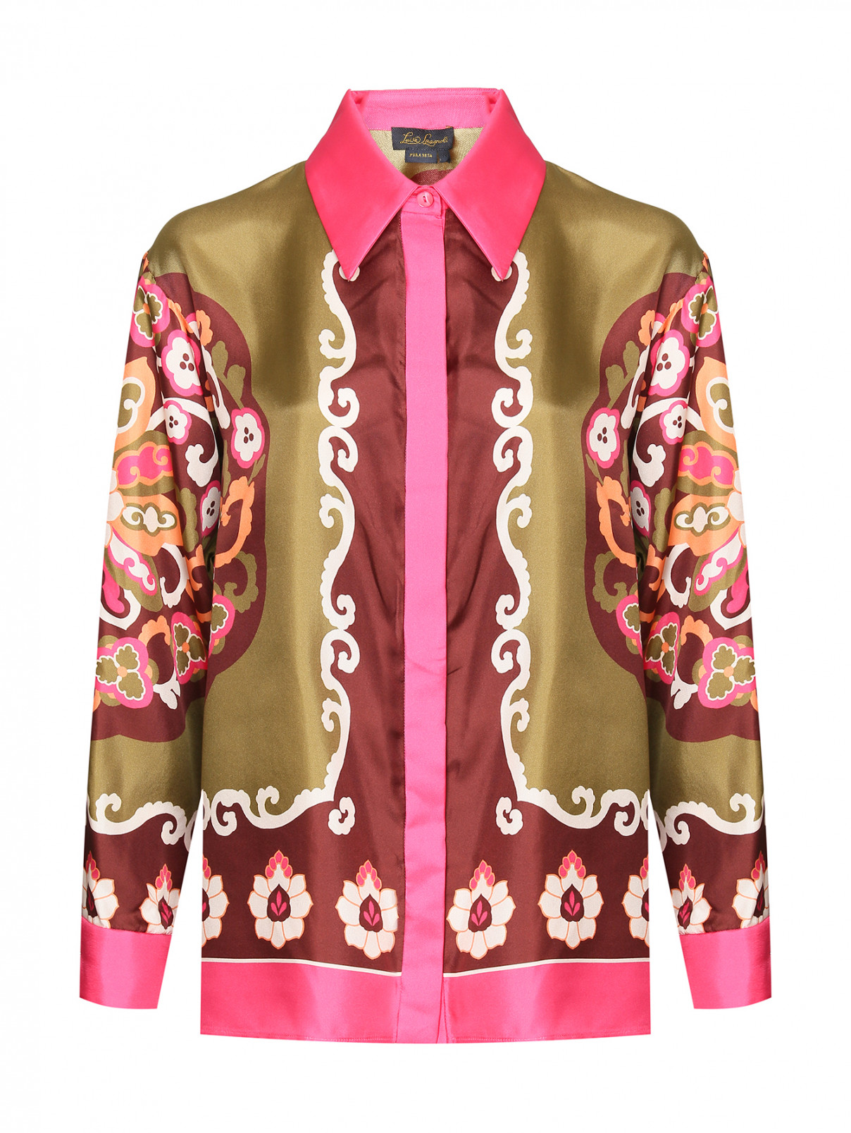 Рубашка из шелка с узором Luisa Spagnoli  –  Общий вид  – Цвет:  Узор