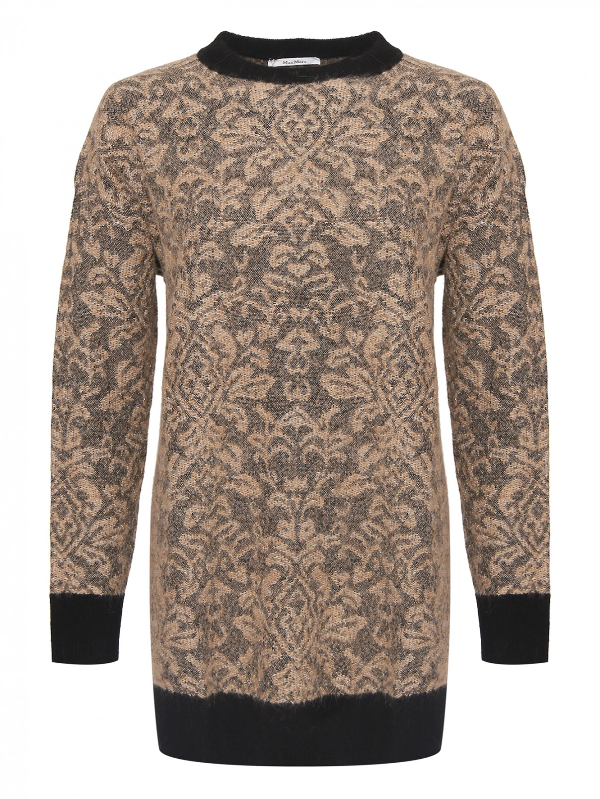 Платье-джемпер с узором Max Mara  –  Общий вид  – Цвет:  Бежевый