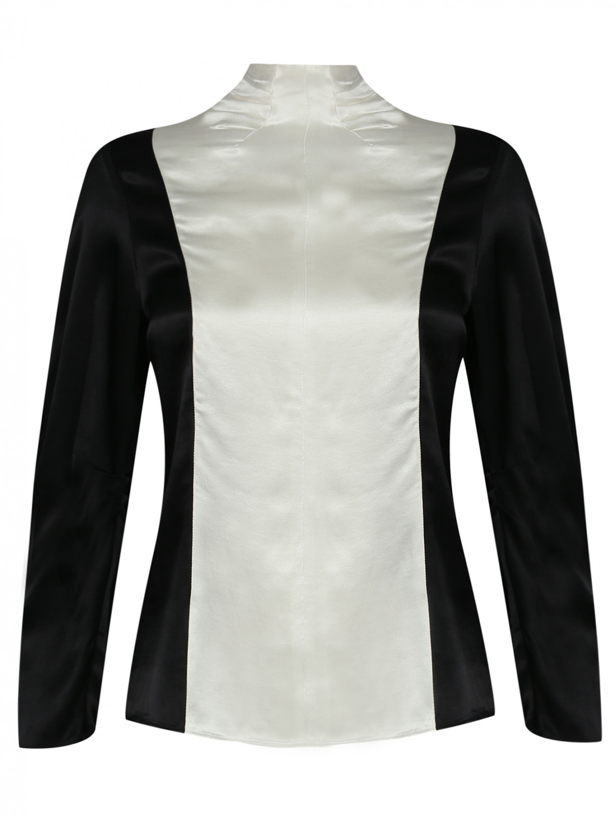 Блуза из вискозы с контрастной отделкой Max&Co  –  Общий вид  – Цвет:  Мультиколор