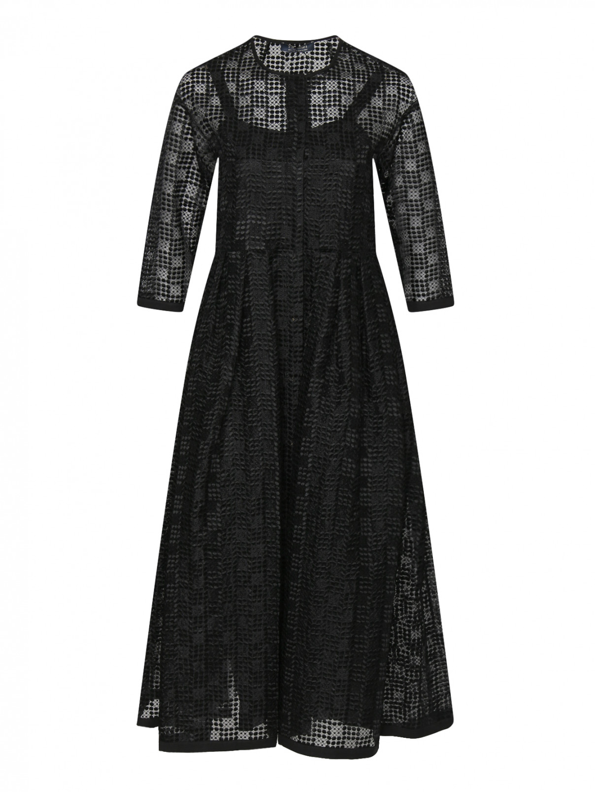 Платье макси с пышной юбкой и вышивкой Max Mara  –  Общий вид  – Цвет:  Черный