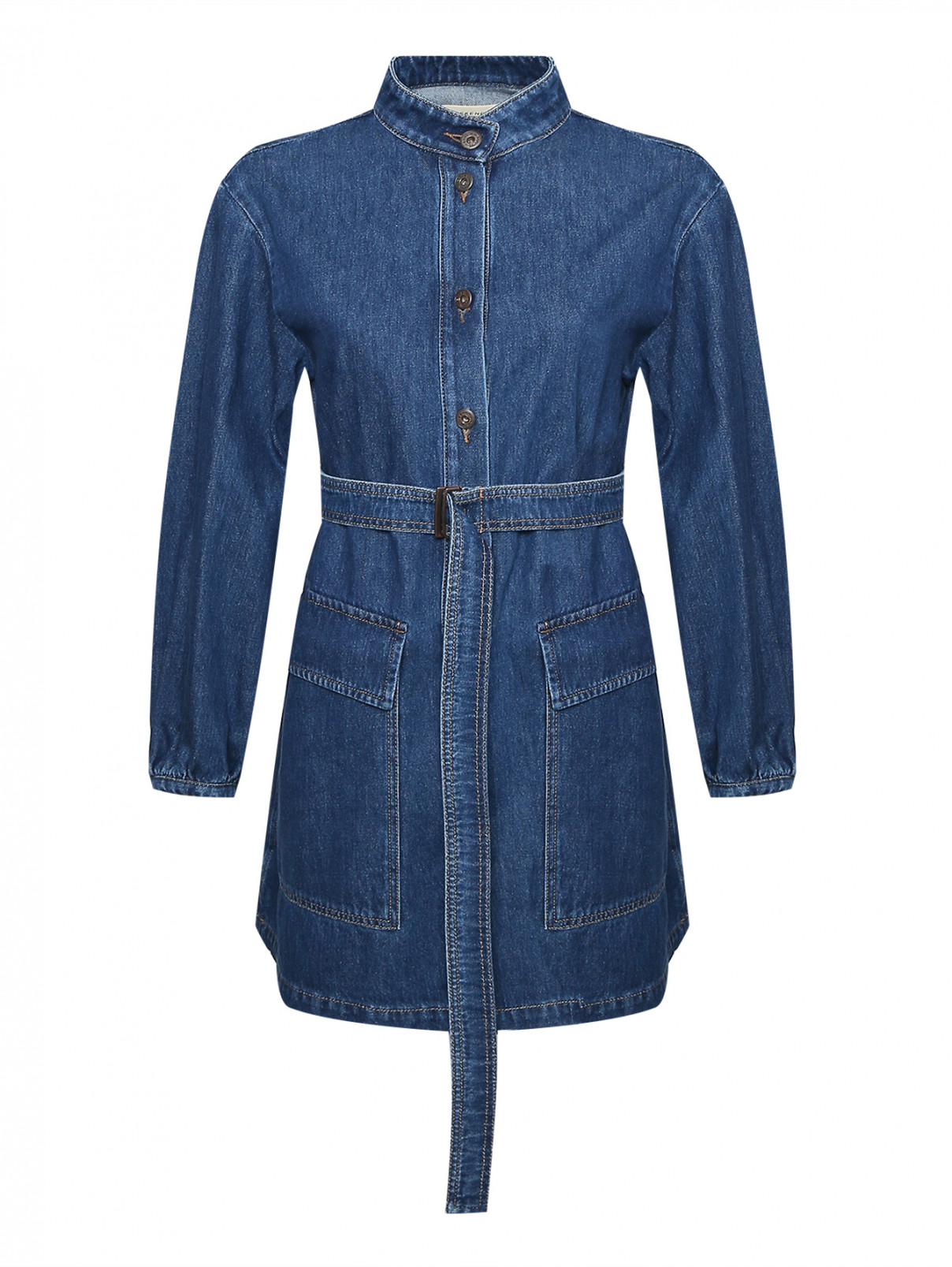 Мини-платье из денима Weekend Max Mara  –  Общий вид  – Цвет:  Синий
