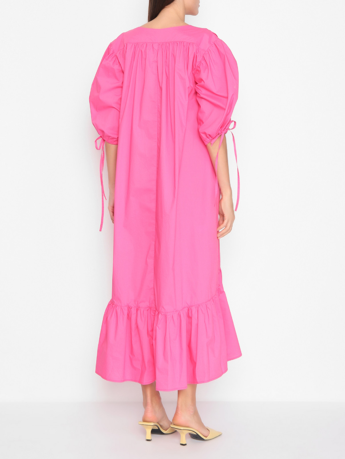 Платье из хлопка свободного кроя с карманами Shade  –  МодельВерхНиз1  – Цвет:  Розовый