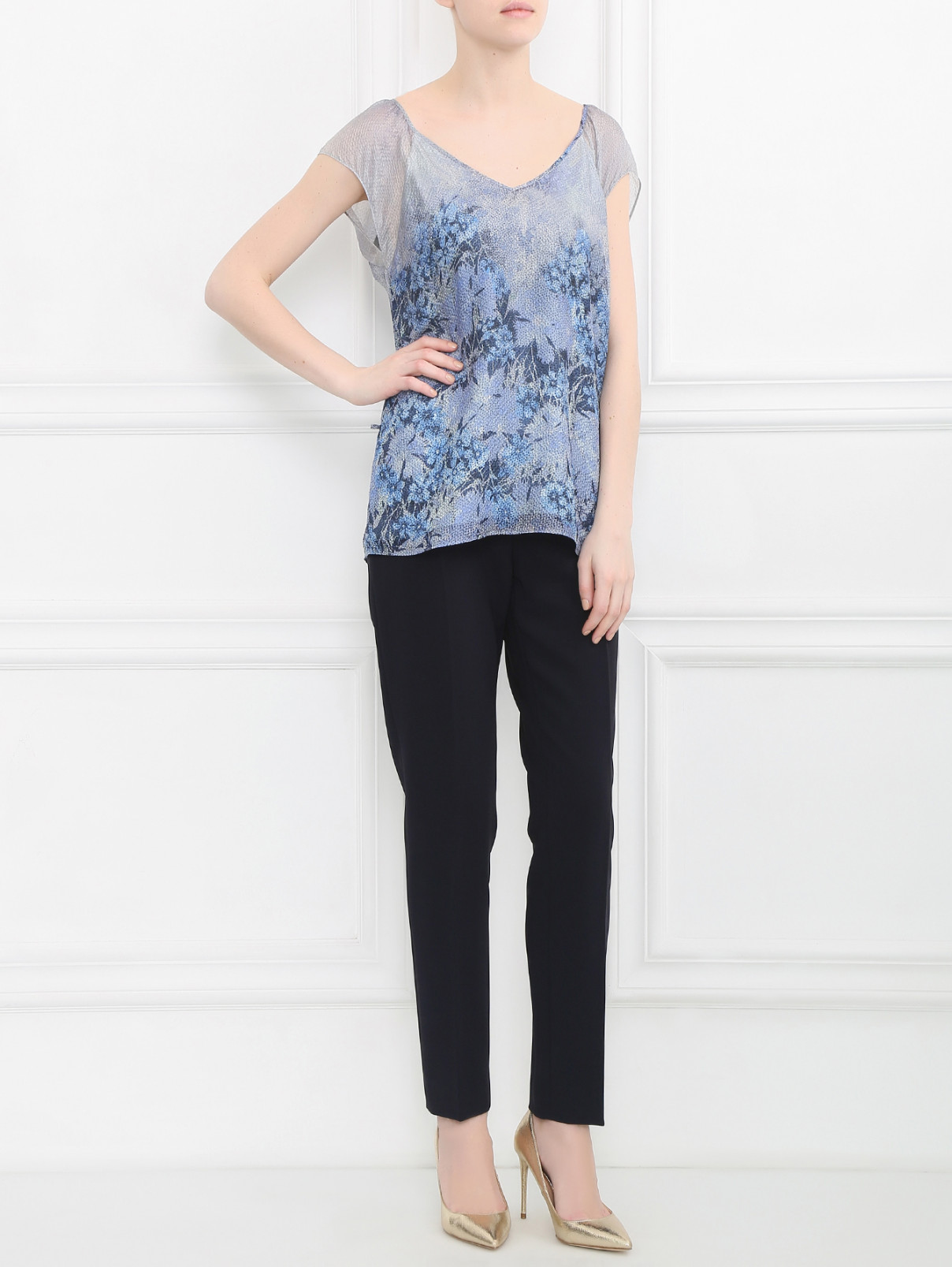 Блуза из шелка с абстрактным узором Boss  –  Модель Общий вид  – Цвет:  Узор