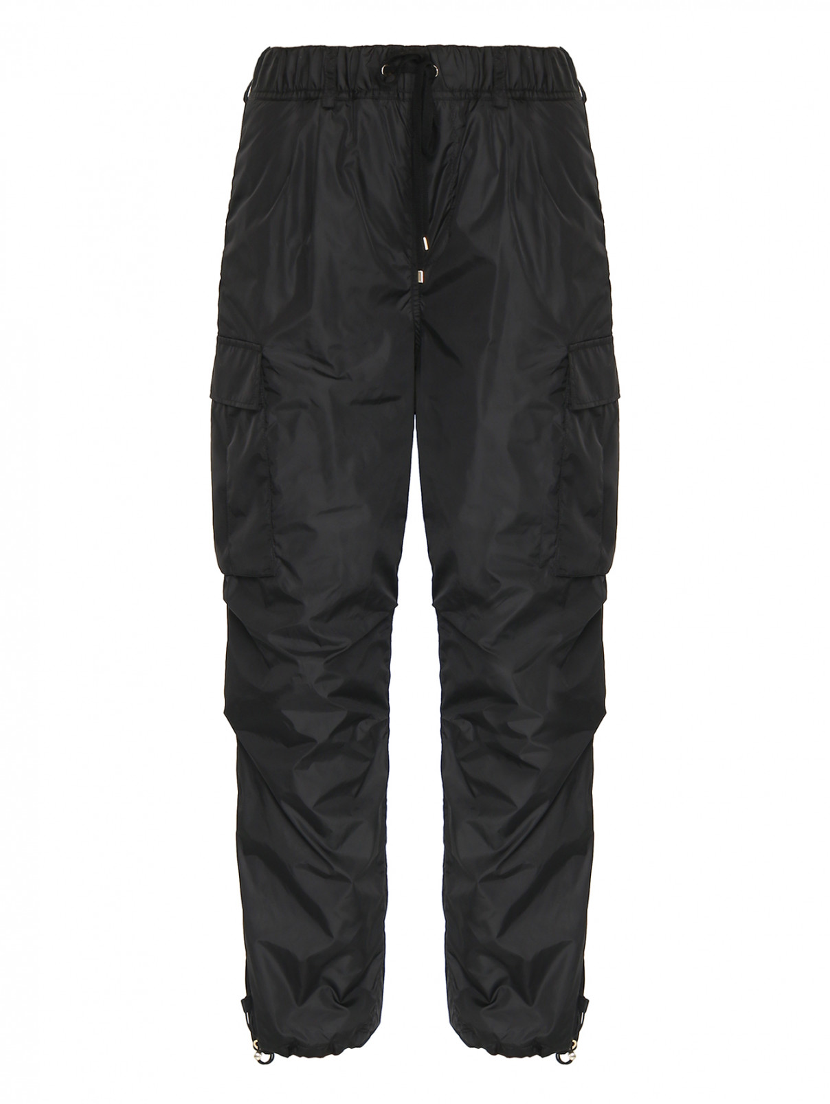 Утепленные брюки на резинке с карманами Lorena Antoniazzi  –  Общий вид  – Цвет:  Черный