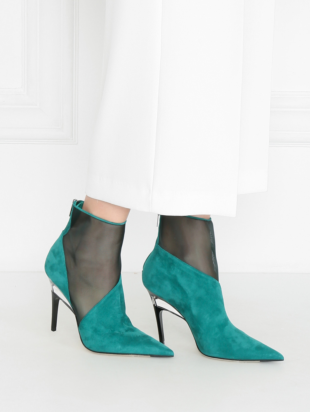 Ботильоны из замшевой кожи сна молнии Jimmy Choo  –  МодельВерхНиз  – Цвет:  Зеленый