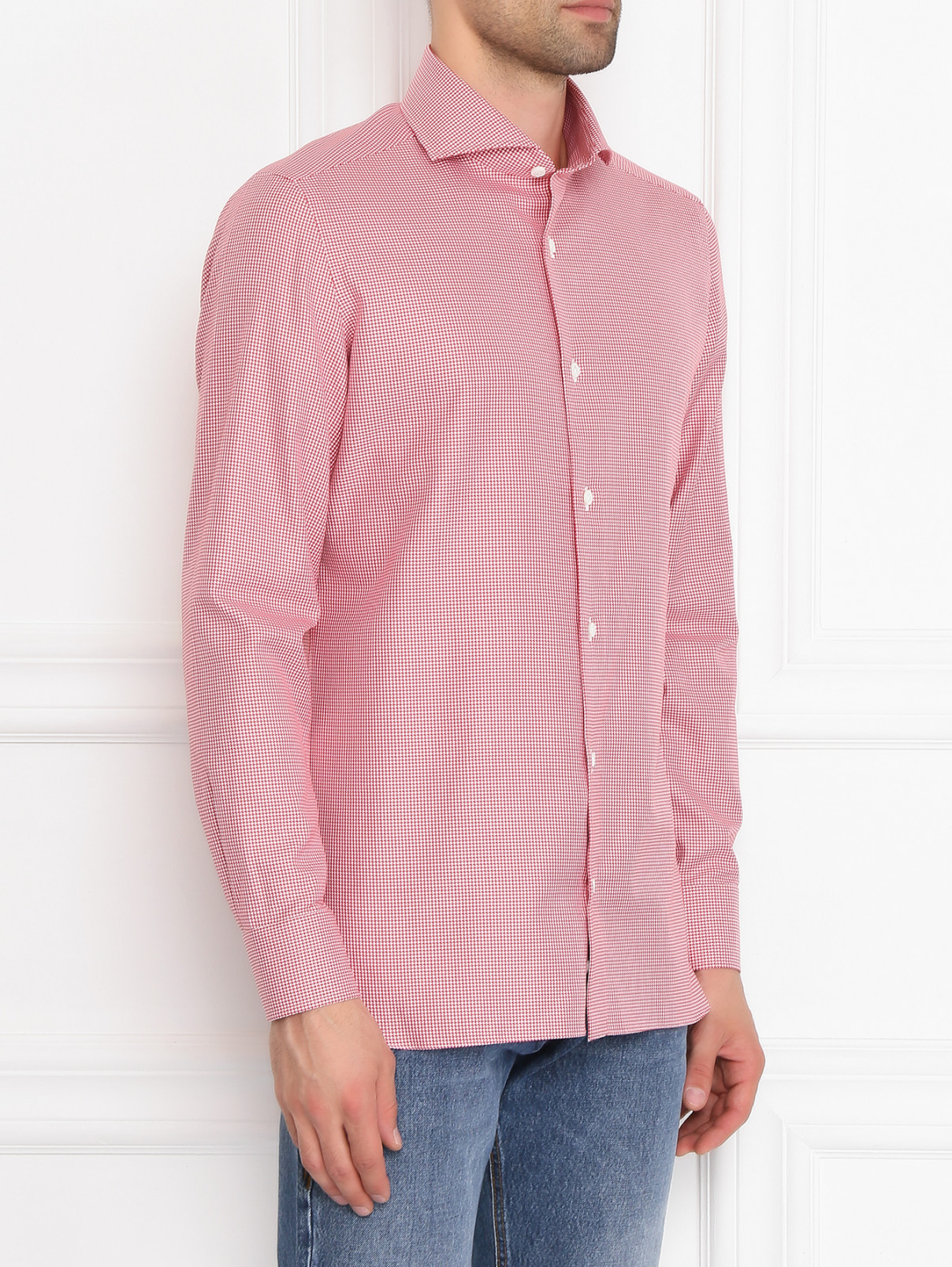 Рубашка из хлопка с узором Giampaolo  –  МодельВерхНиз  – Цвет:  Узор