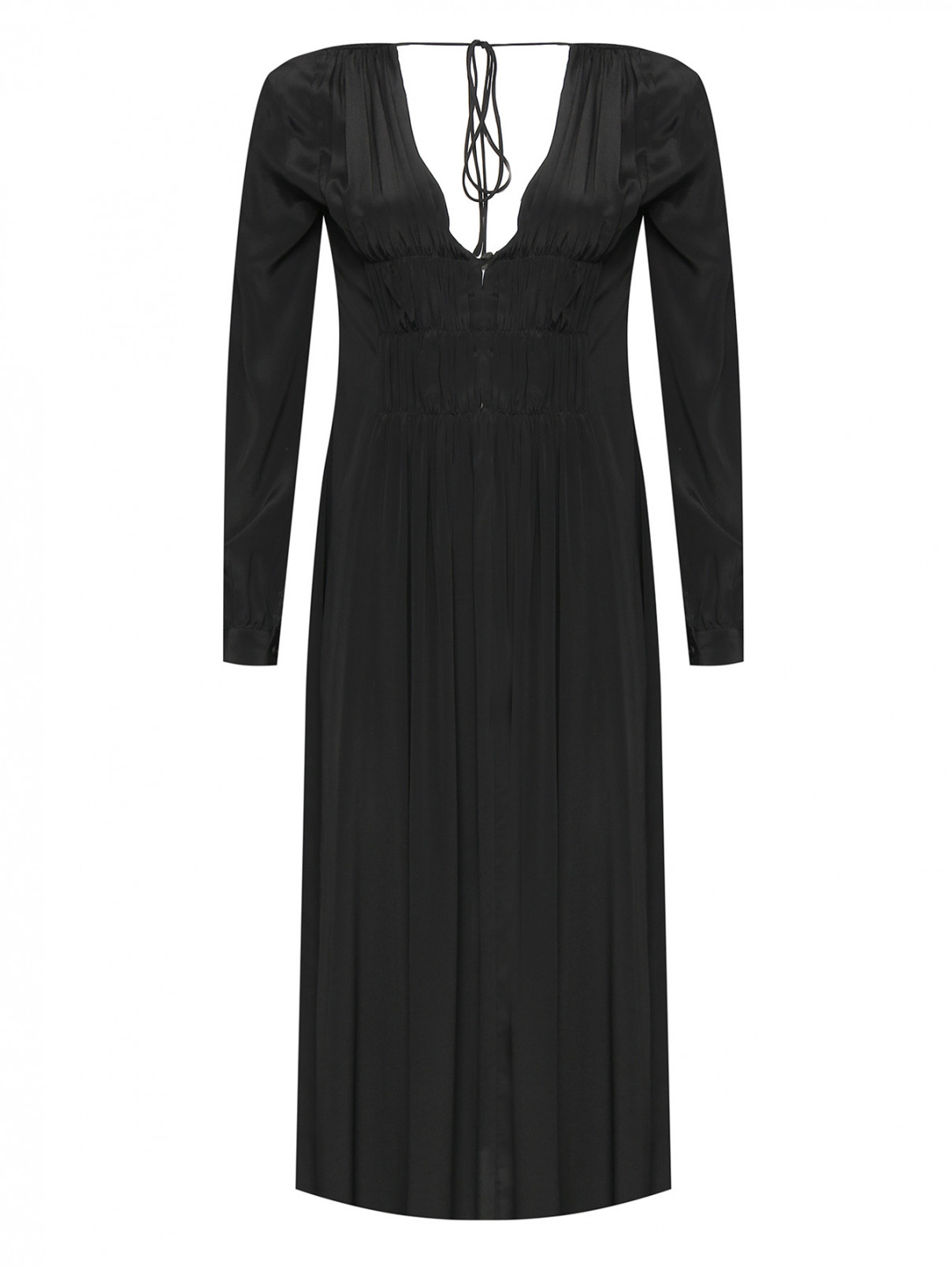 Однотонное платье с вырезом и завязками Liviana Conti  –  Общий вид  – Цвет:  Черный