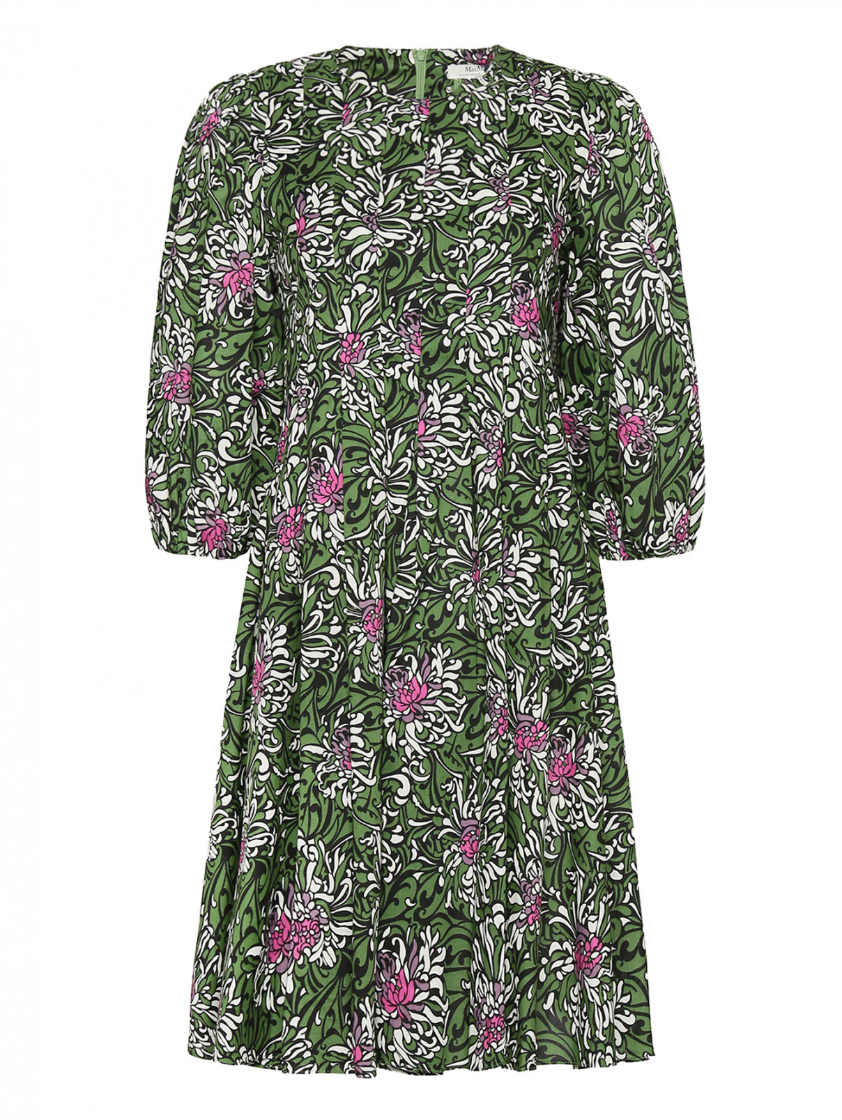 Платье из хлопка с узором Max Mara  –  Общий вид  – Цвет:  Зеленый