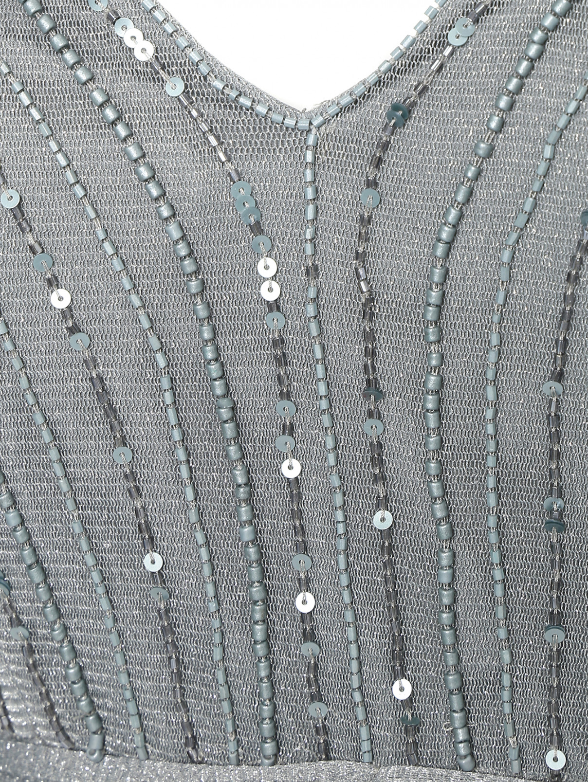 Платье-макси, декорированное паетками и бисером Rosa Clara  –  Деталь  – Цвет:  Серый