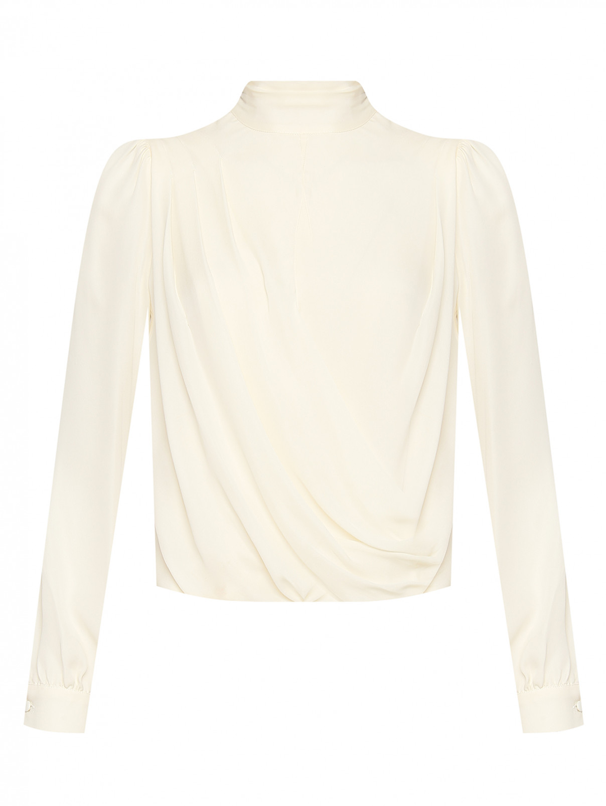 Блуза из шелка с драпировкой Michael by MK  –  Общий вид  – Цвет:  Белый