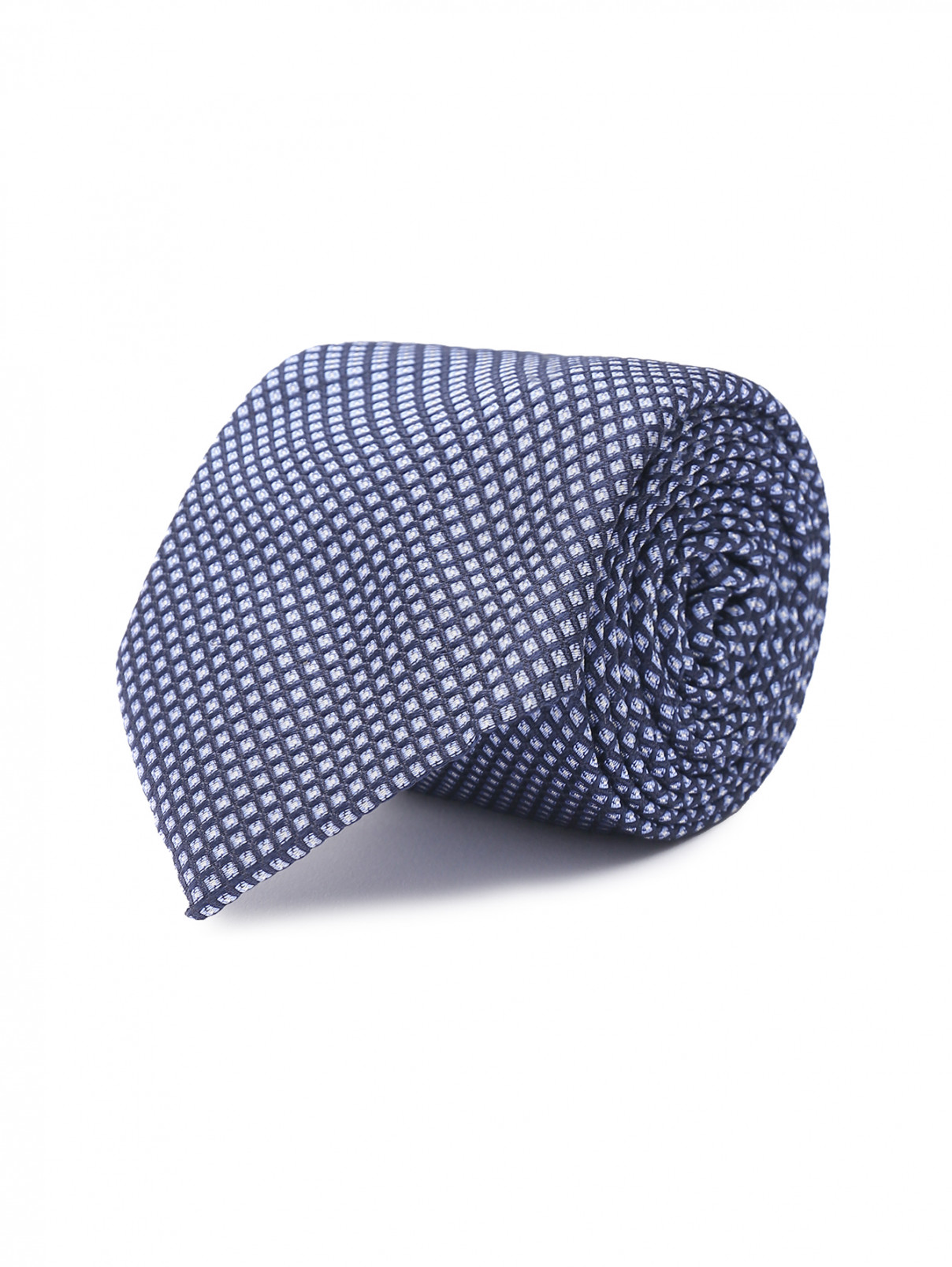 Галстук из шелка с узором Windsor  –  Общий вид  – Цвет:  Синий