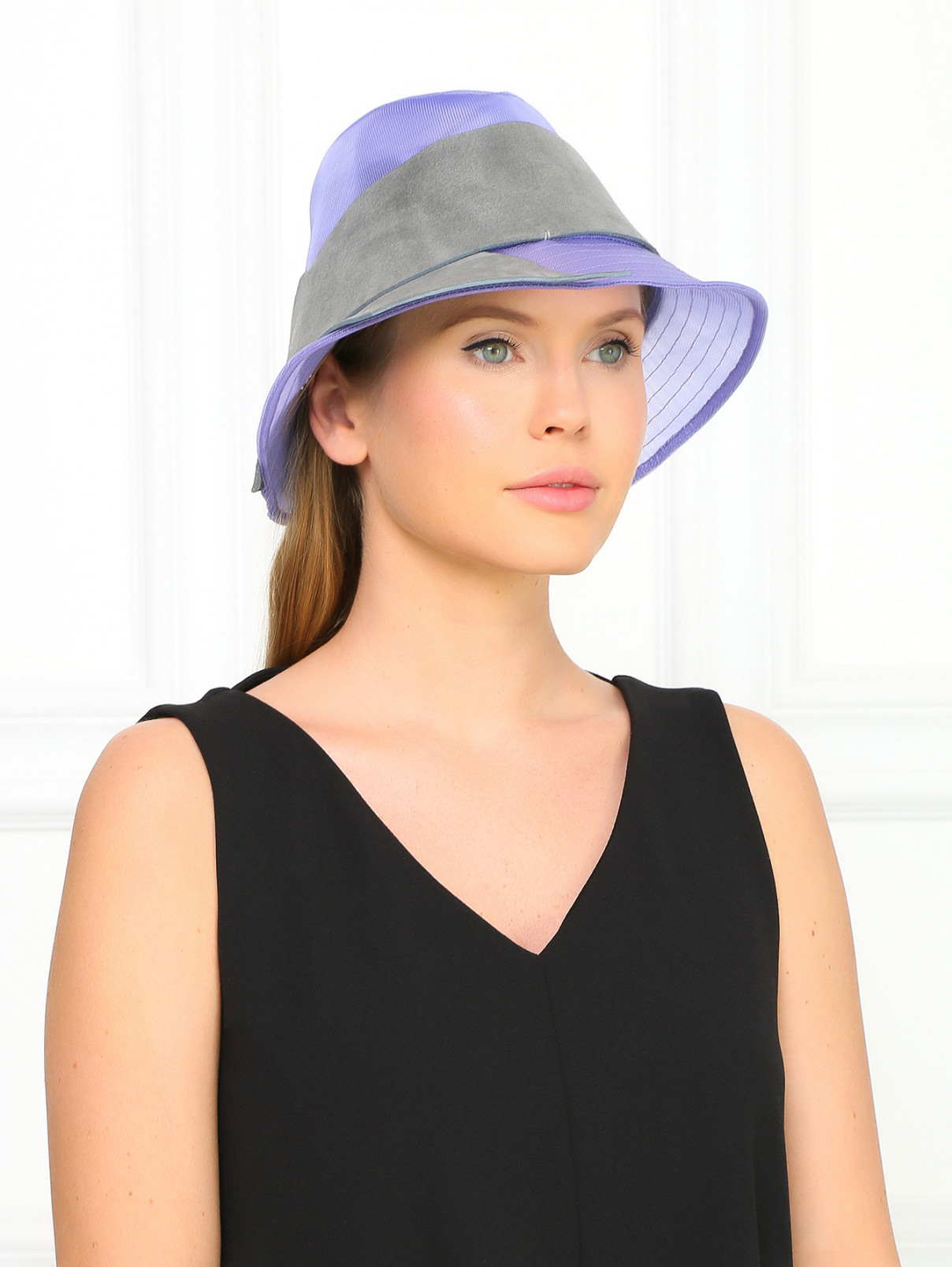 Шляпа из сетки с кожаной отделкой Emporio Armani  –  Модель Общий вид  – Цвет:  Фиолетовый